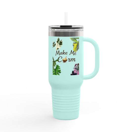 40oz Insulated Travel Mug — "Make Me Calm" Botanical Design