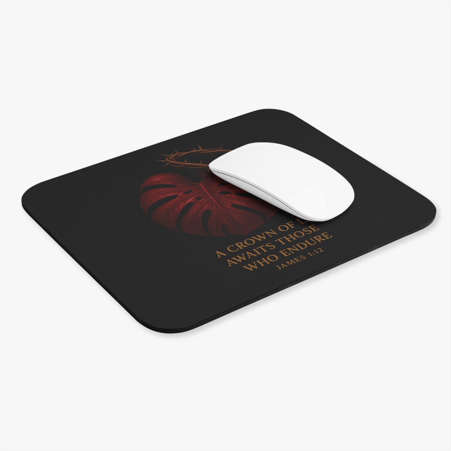 Heart & Crown Inspirational Mouse Pad, Motivational Desk Decor, Gift for Students, Office Accessory, Christian Quote