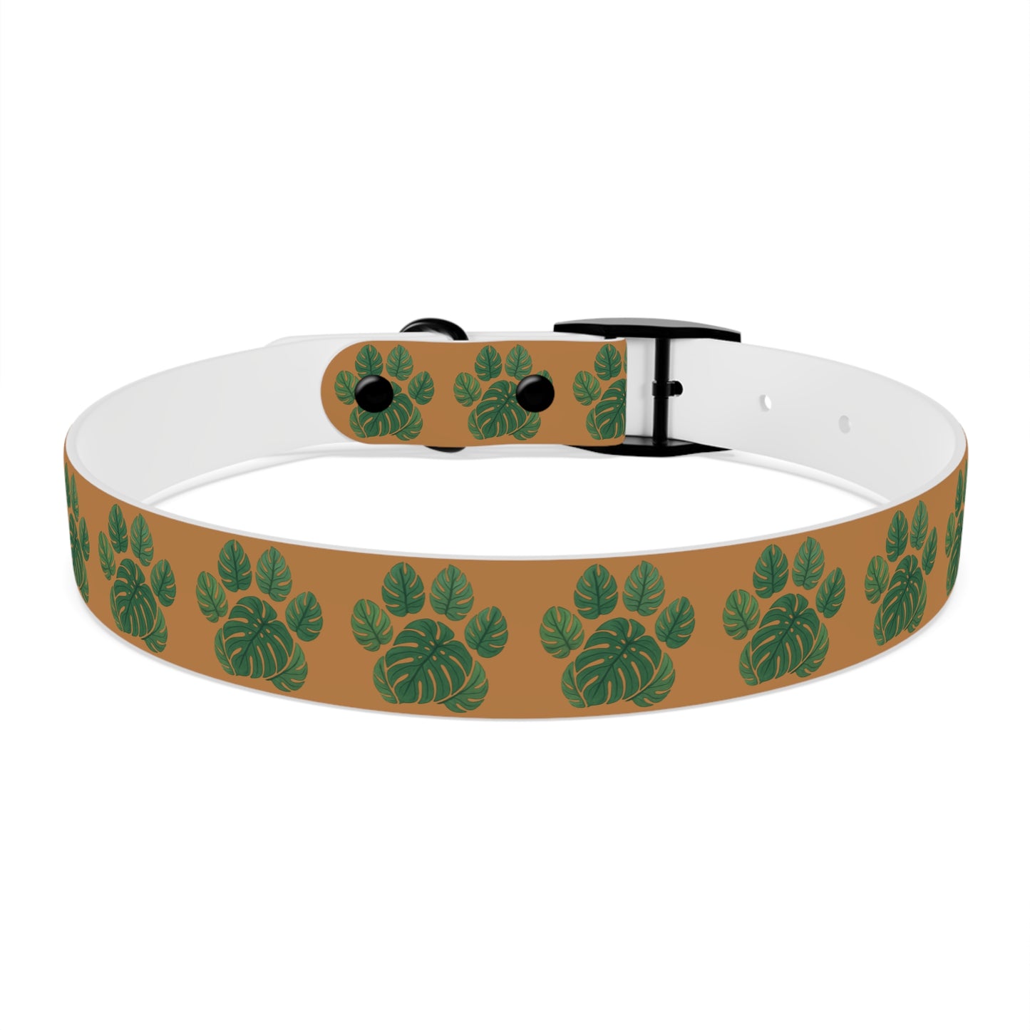 Monstera Leaf Dog Collar — Tropical Green Plant Pattern Pet Collar