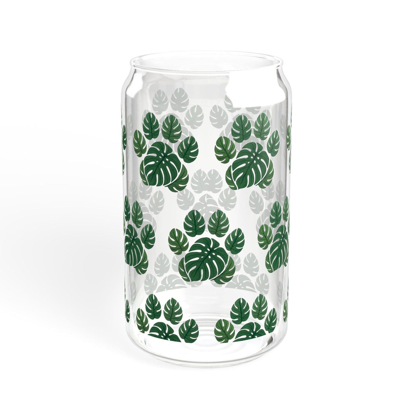 Monstera Leaf 16oz Sipper Glass with Bamboo Lid