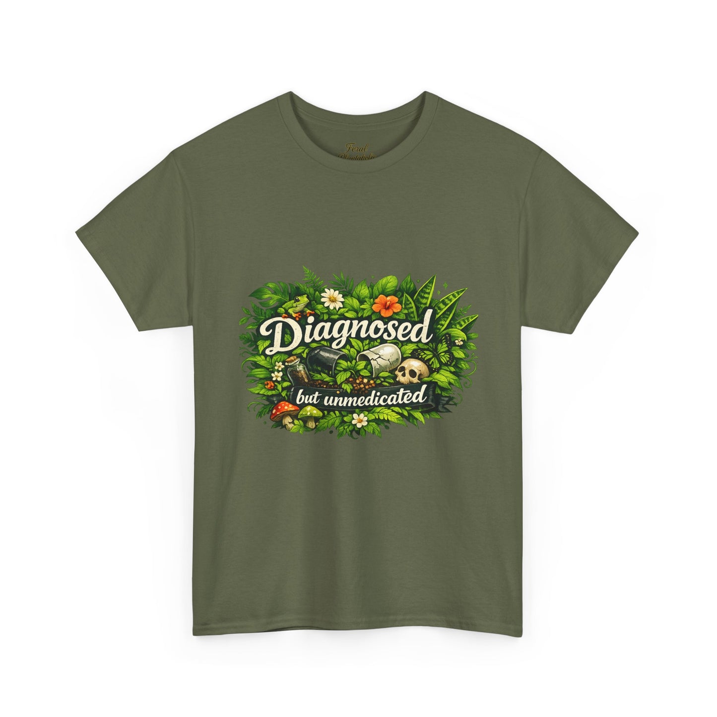 T-Shirt — "Diagnosed but Unmedicated" Floral Mental Health Awareness Tee