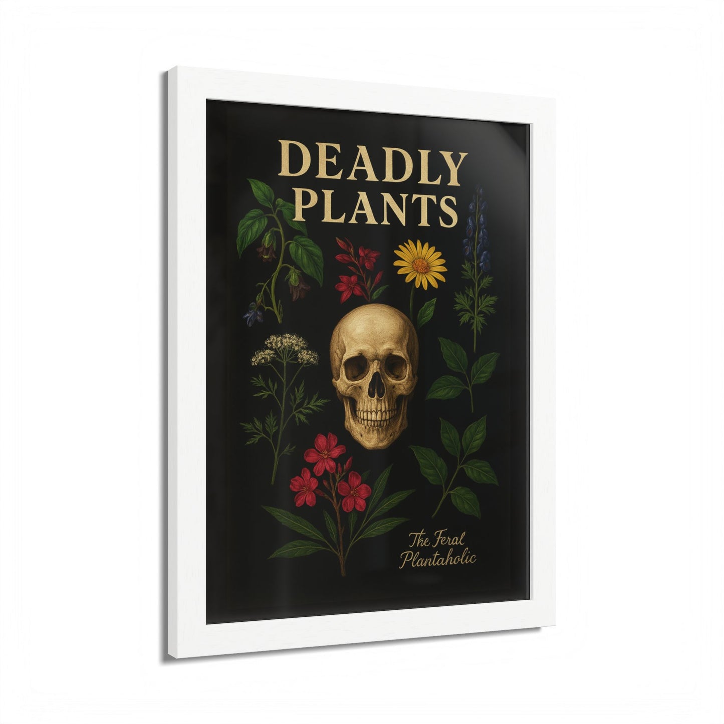 Deadly Plants Botanical Skull Framed Poster — Vintage Poisonous Plant Art