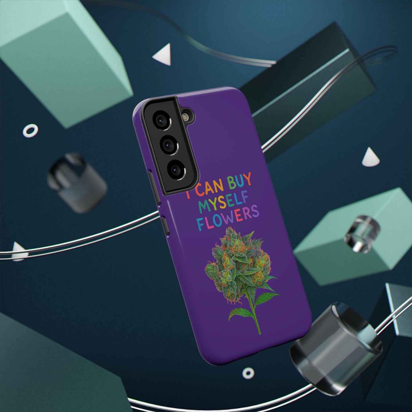 Impact-Resistant Phone Case — "I Can Buy Myself Flowers" Colorful Floral Statement