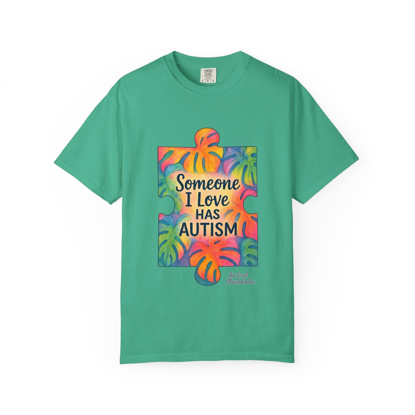 Autism Awareness T-Shirt — "Someone I Love Has Autism" Colorful Puzzle Design