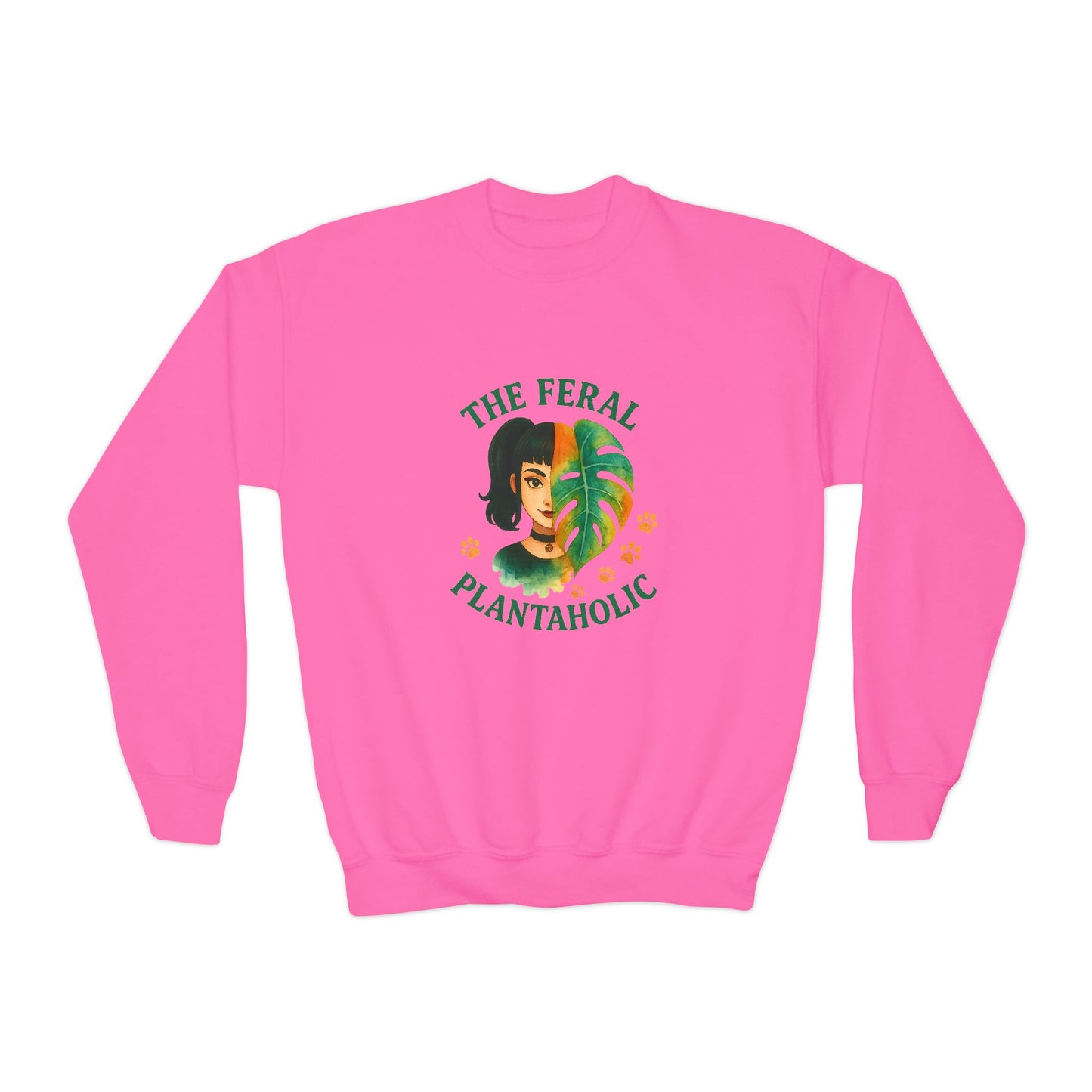Youth Crewneck Sweatshirt - The Feral Plantaholic, Trendy Gift
