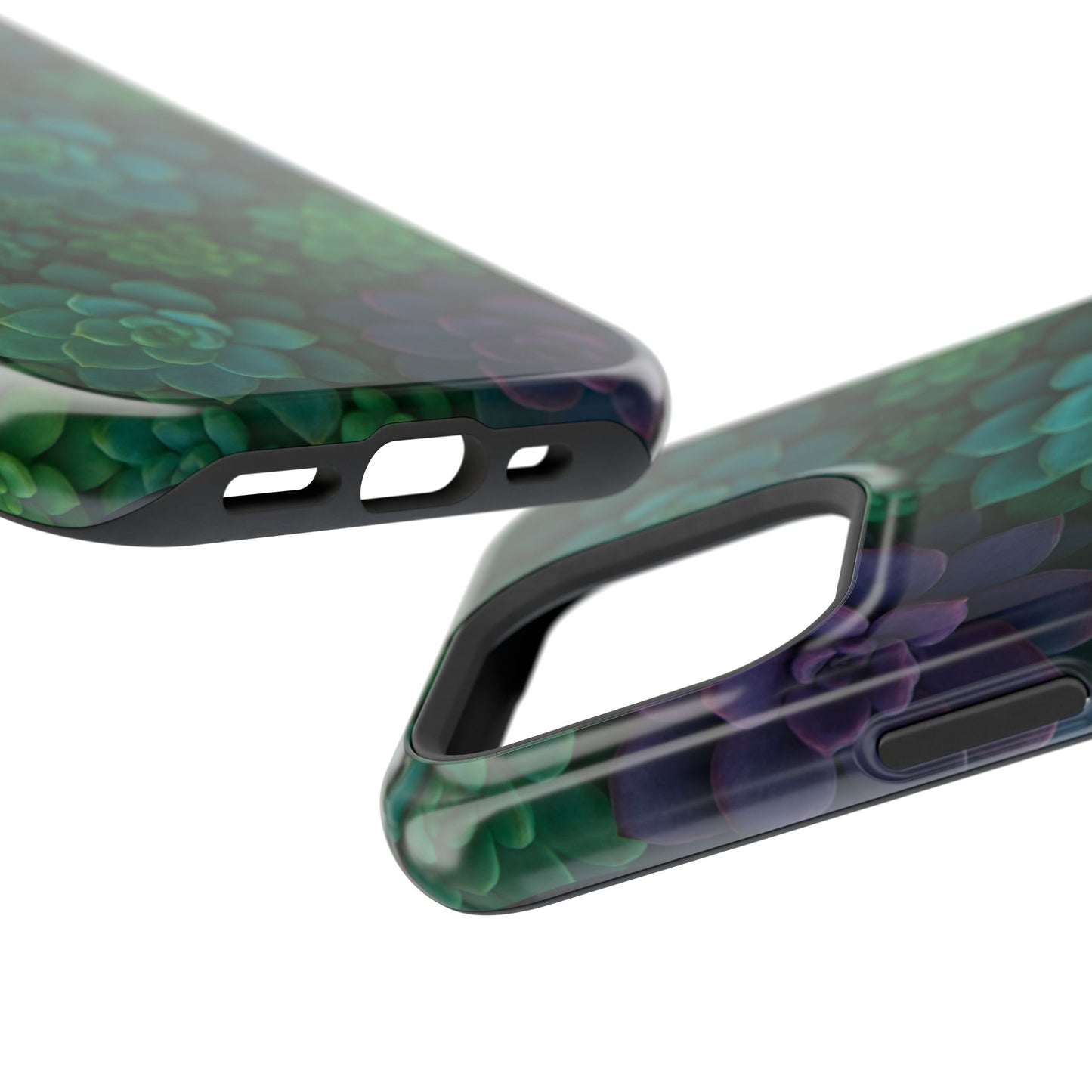 Succulent Pattern Impact-Resistant Phone Case — Green Teal Floral Protection