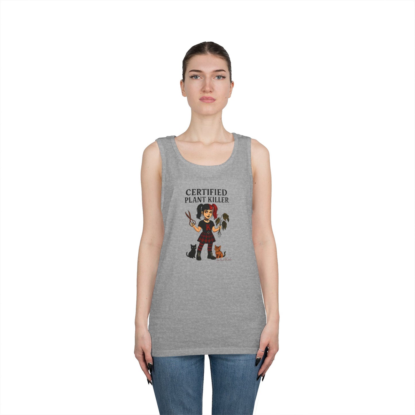 Certified Plant Killer Unisex Heavy Cotton Tank Top, Plant Lover Gift, Gardening Humor Apparel, Casual Summer Wear, Funny Gift for Friends