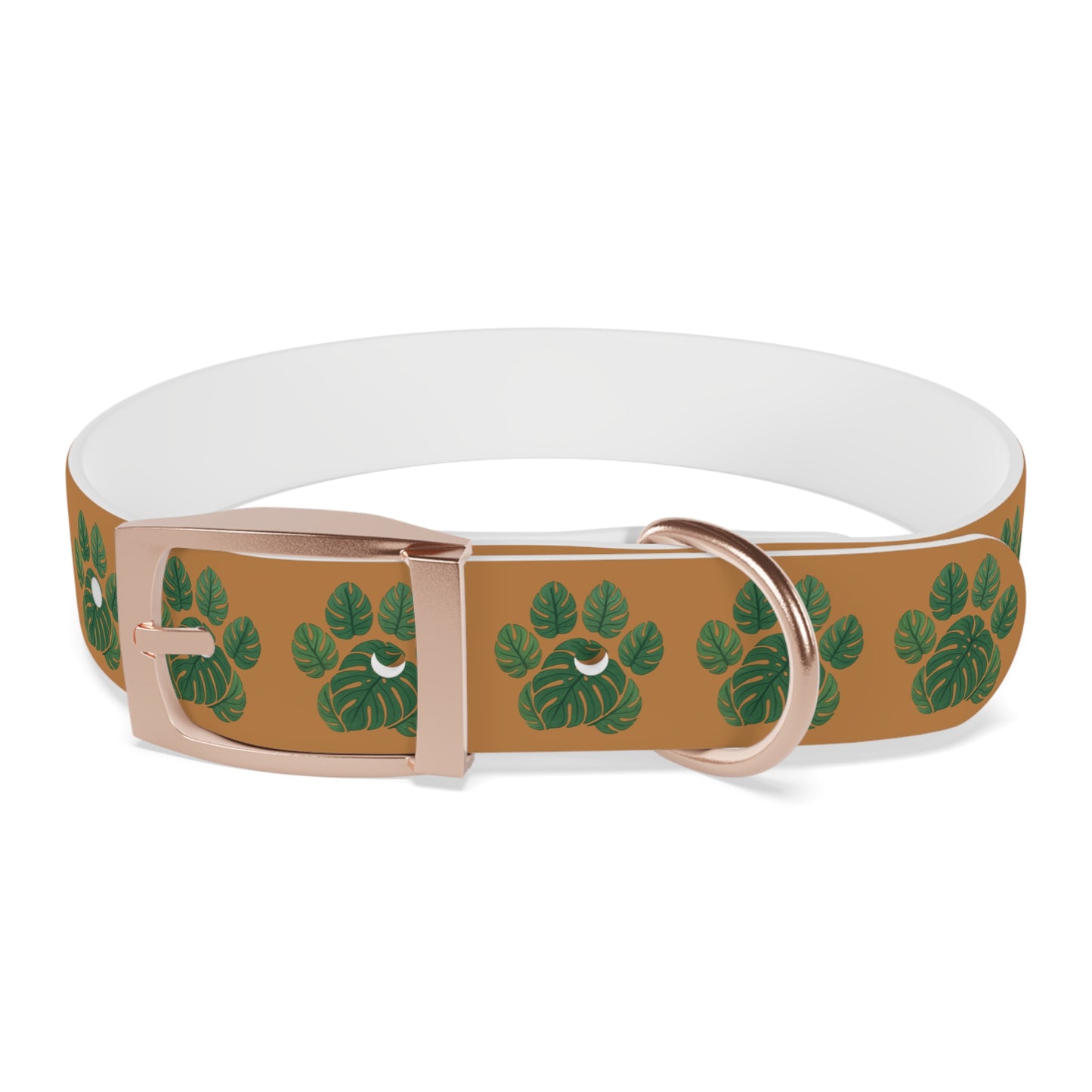 Monstera Leaf Dog Collar — Tropical Green Plant Pattern Pet Collar