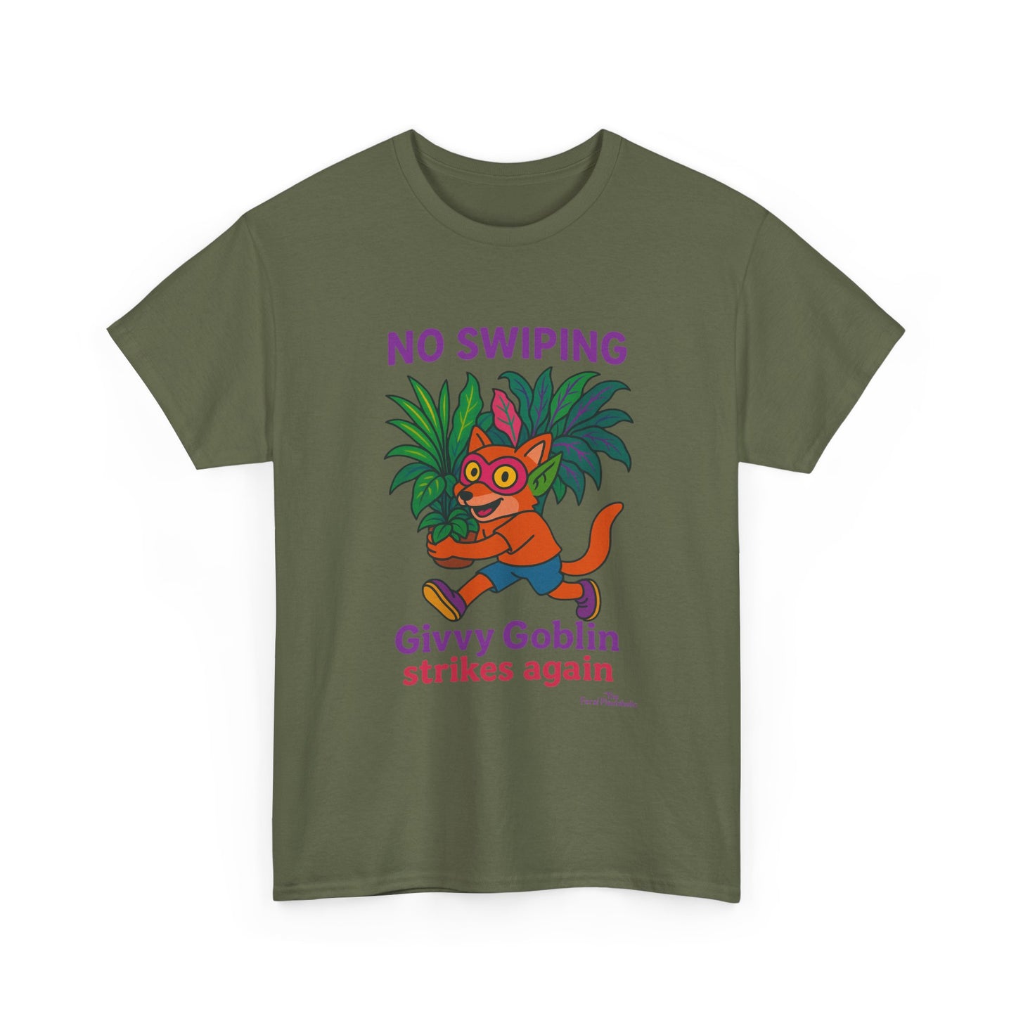 Givvy Goblin Unisex Heavy Cotton Tee - Fun Cartoon Shirt for Casual Wear, Gifts, Parties, and Holidays