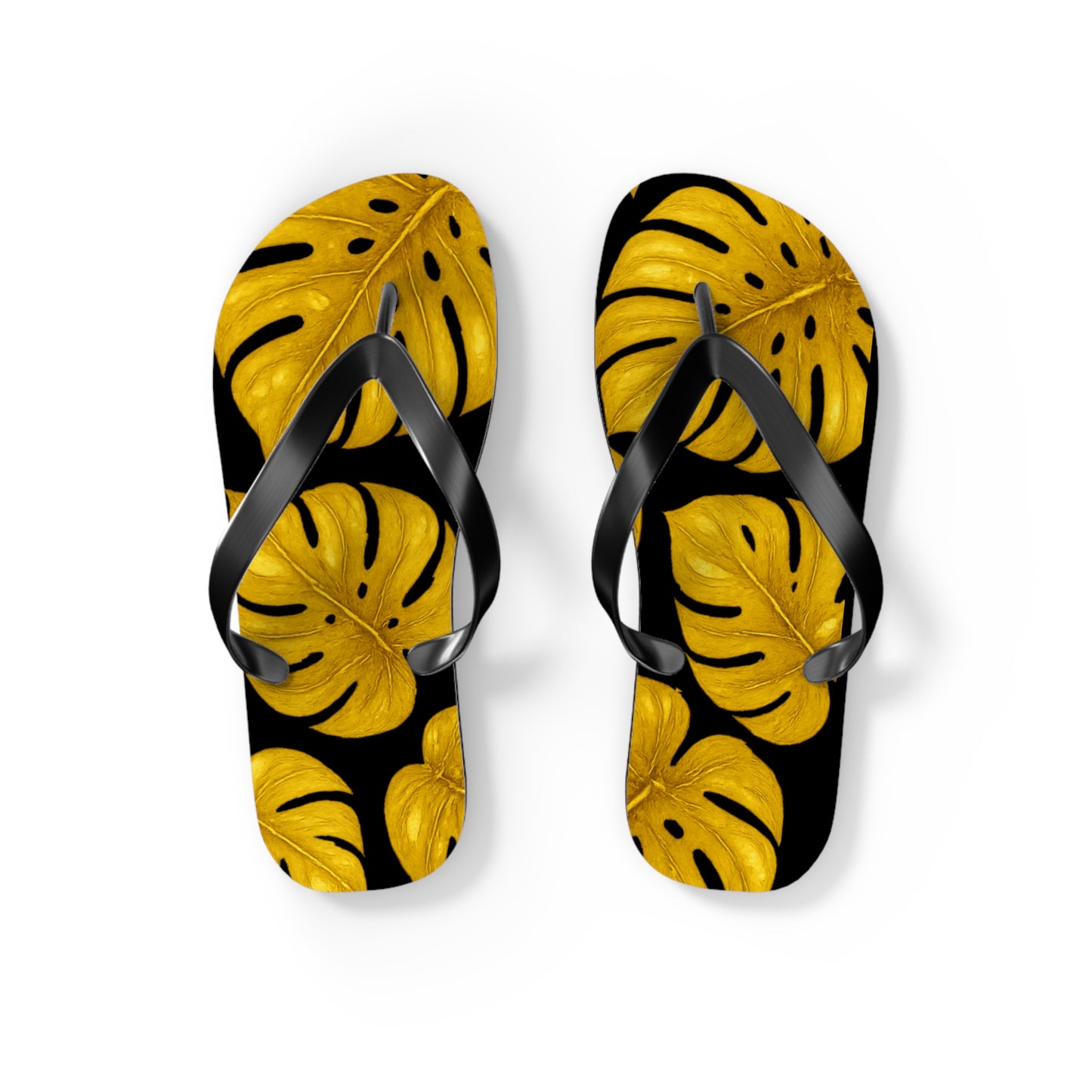Tropical Flip Flops with Monstera Leaves, Summer Footwear, Beach Sandals, Vacation Essentials, Stylish Poolside Slippers