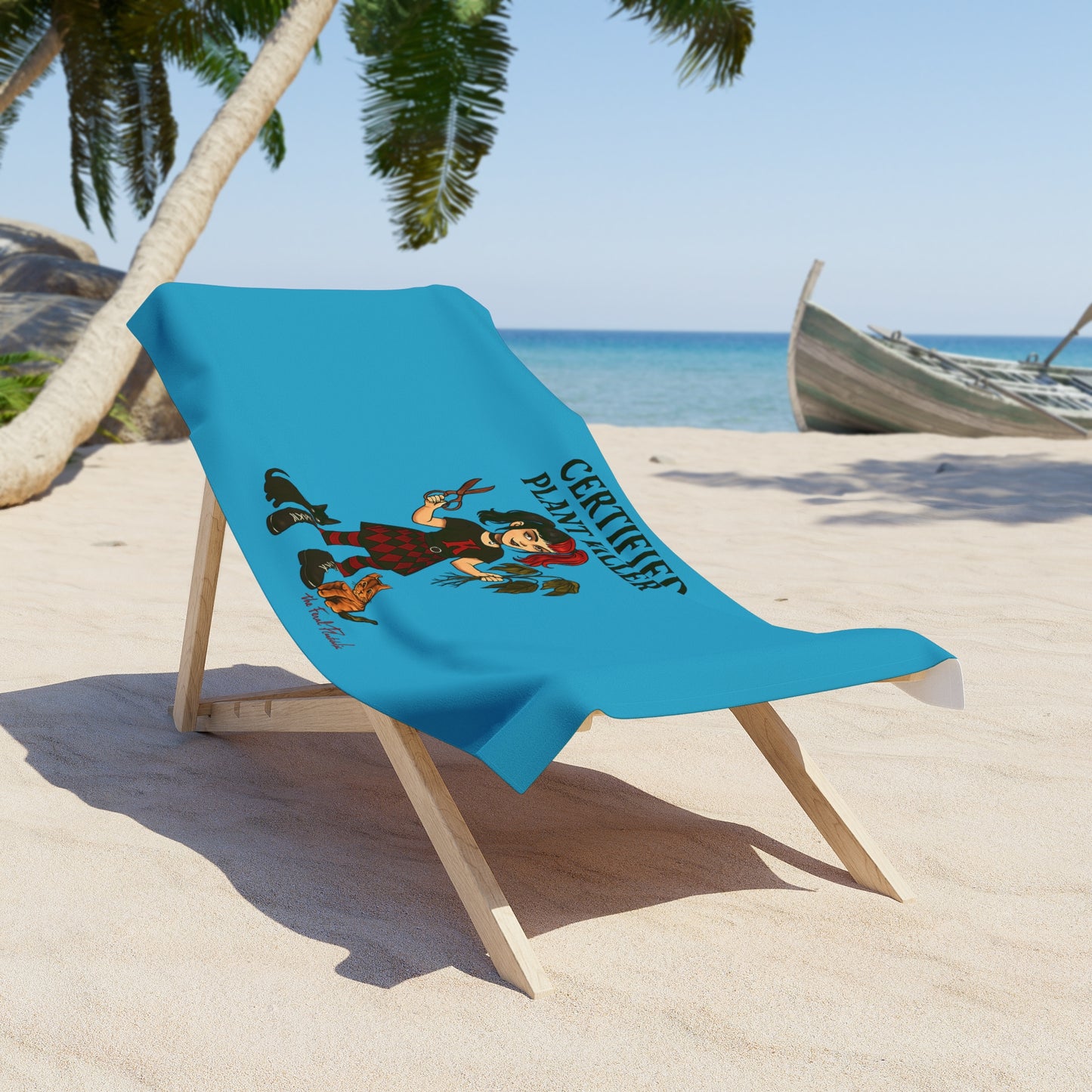 Certified Plant Killer Beach Towel, Fun Summer Gift, Beach Accessories, Unique Towel for Cat Lovers, Poolside Essential