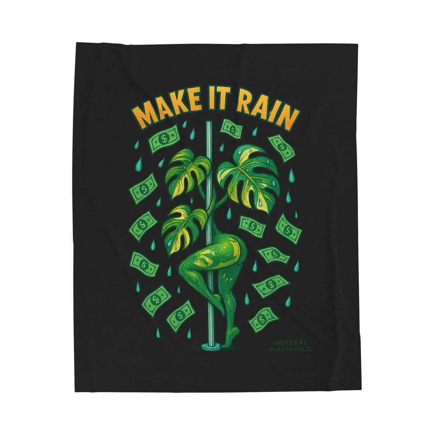 Make It Rain Velveteen Plush Blanket, Cozy Throw for Home Decor, Gift for Dancing Lovers, Funny Gift for Seasons, Tropical Blanket