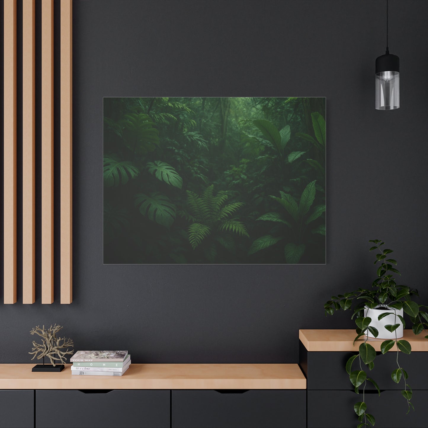 Jungle Matte Canvas Wall Art — Lush Green Tropical Forest Print (Stretched 1.25")