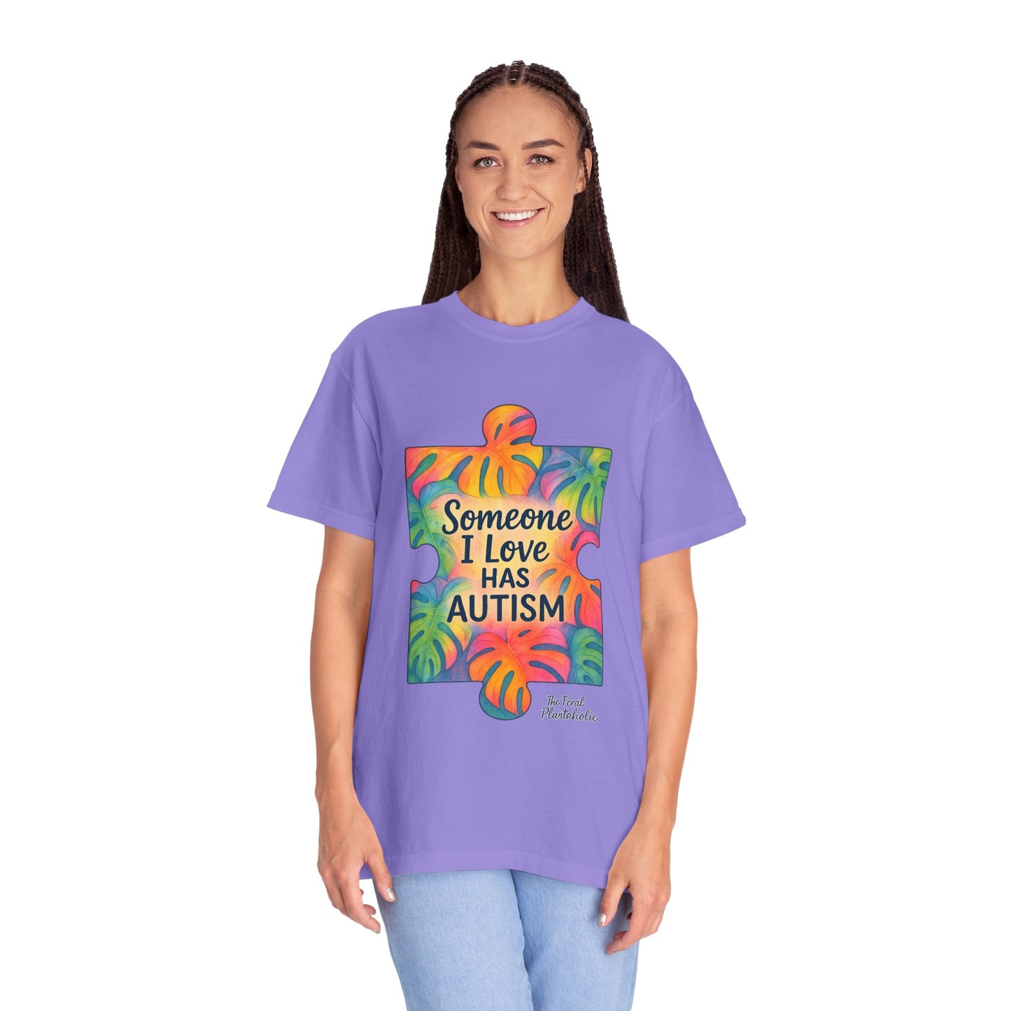 Autism Awareness T-Shirt — "Someone I Love Has Autism" Colorful Puzzle Design