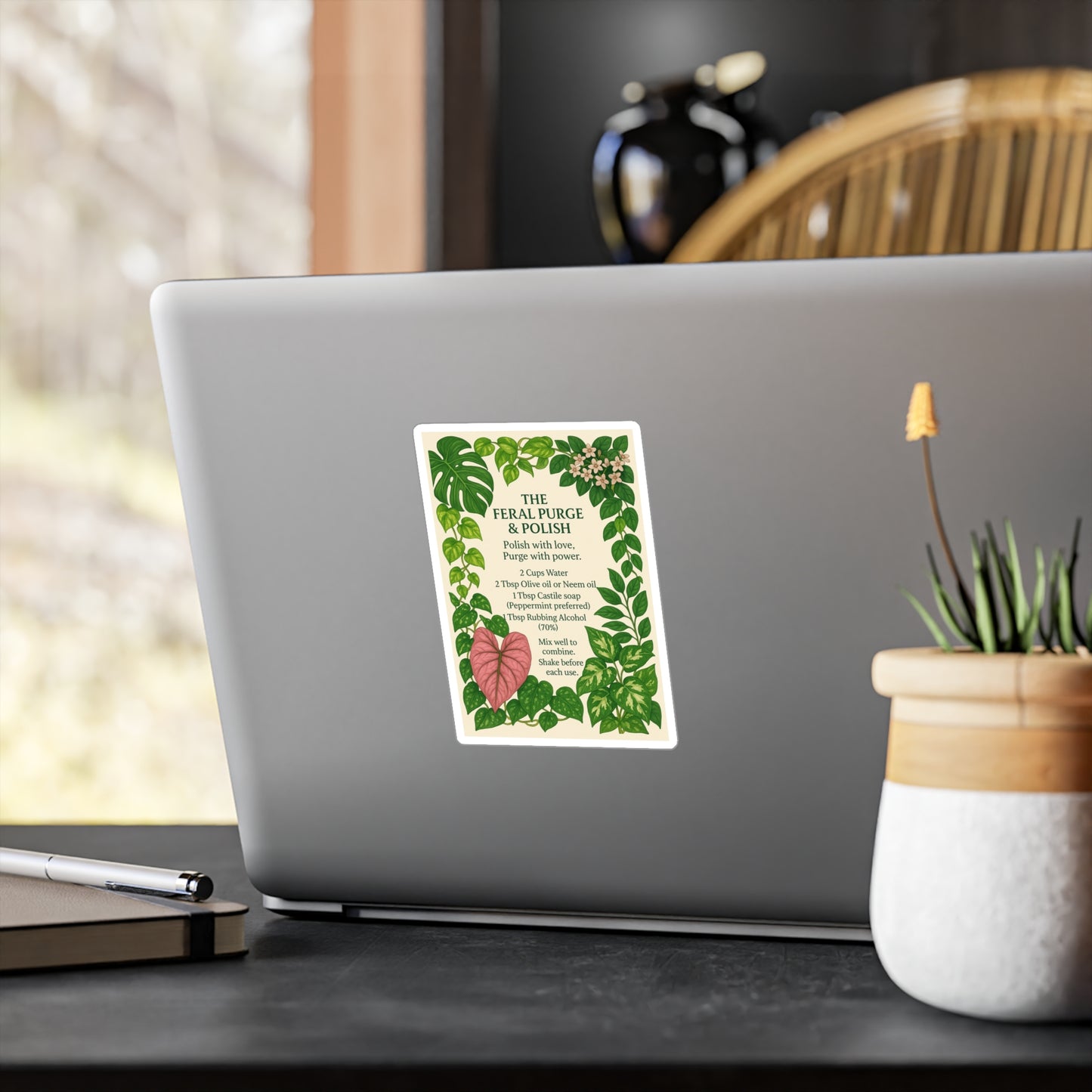 Plant Care Sticker — "The Feral Purge & Polish" Kiss-Cut Vinyl Decal