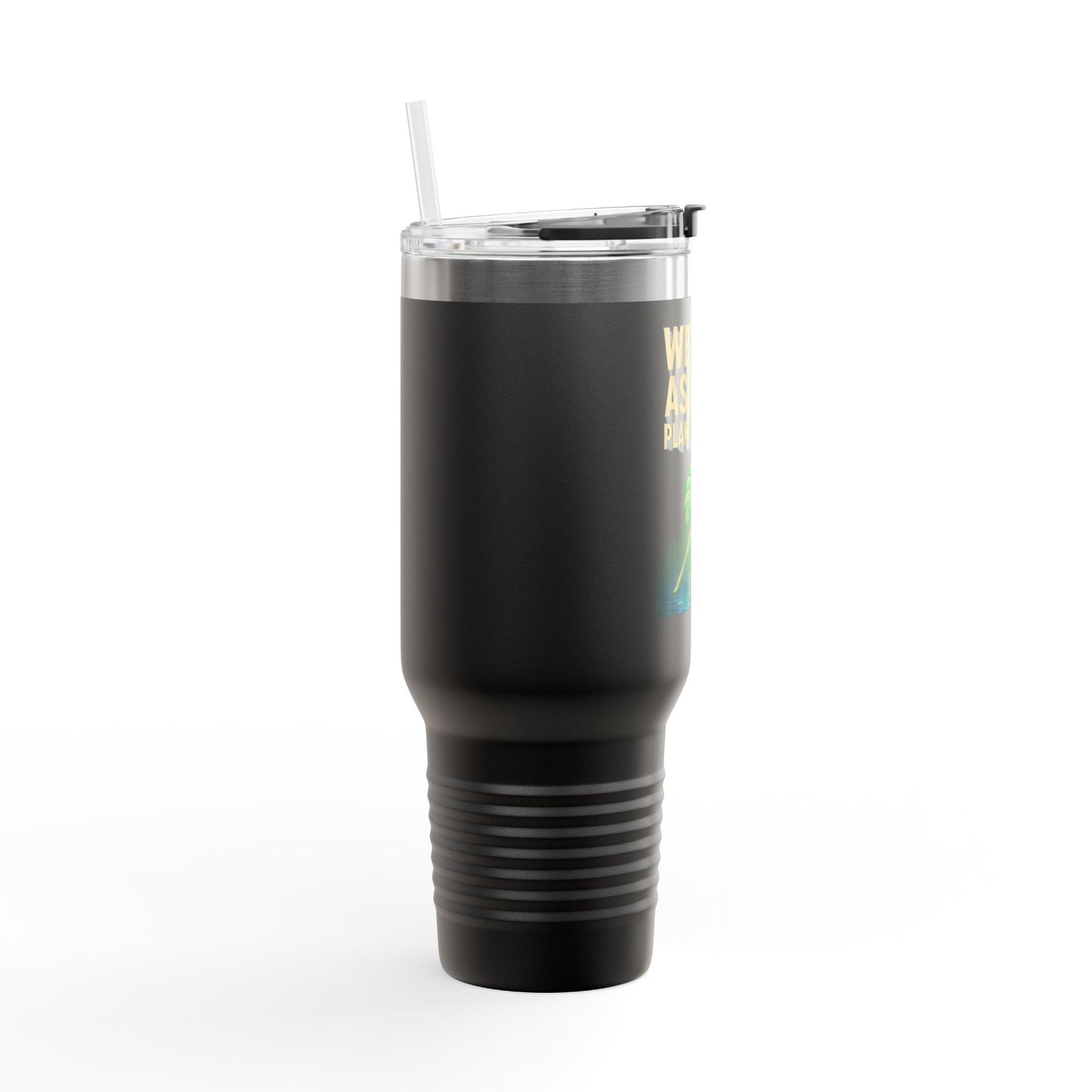 40oz Insulated Travel Mug — Tropical Waterfall 'Wet Ass Plants Design
