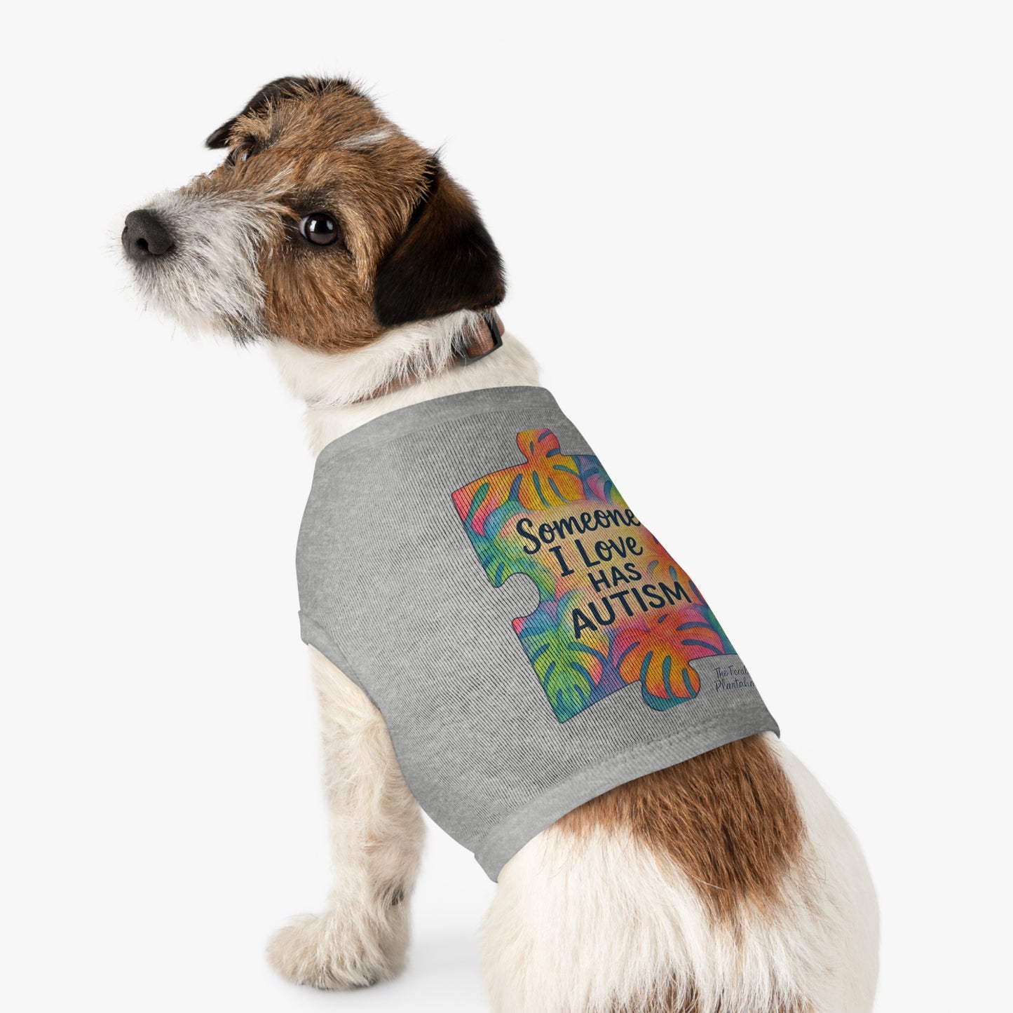 Pet Tank Top — "Someone I Love Has Autism" Puzzle Piece Awareness Dog Shirt