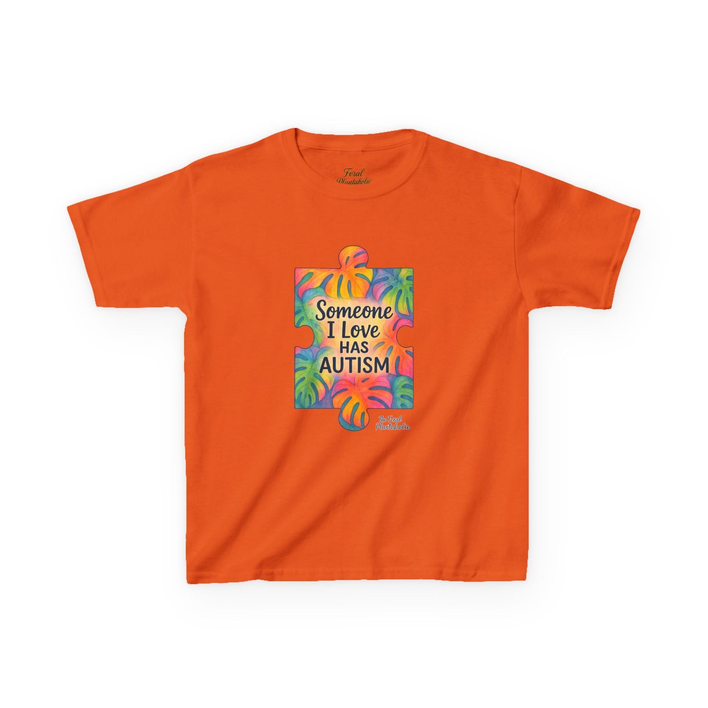 Kids T‑Shirt — "Someone I Love Has Autism" Colorful Puzzle Awareness Tee