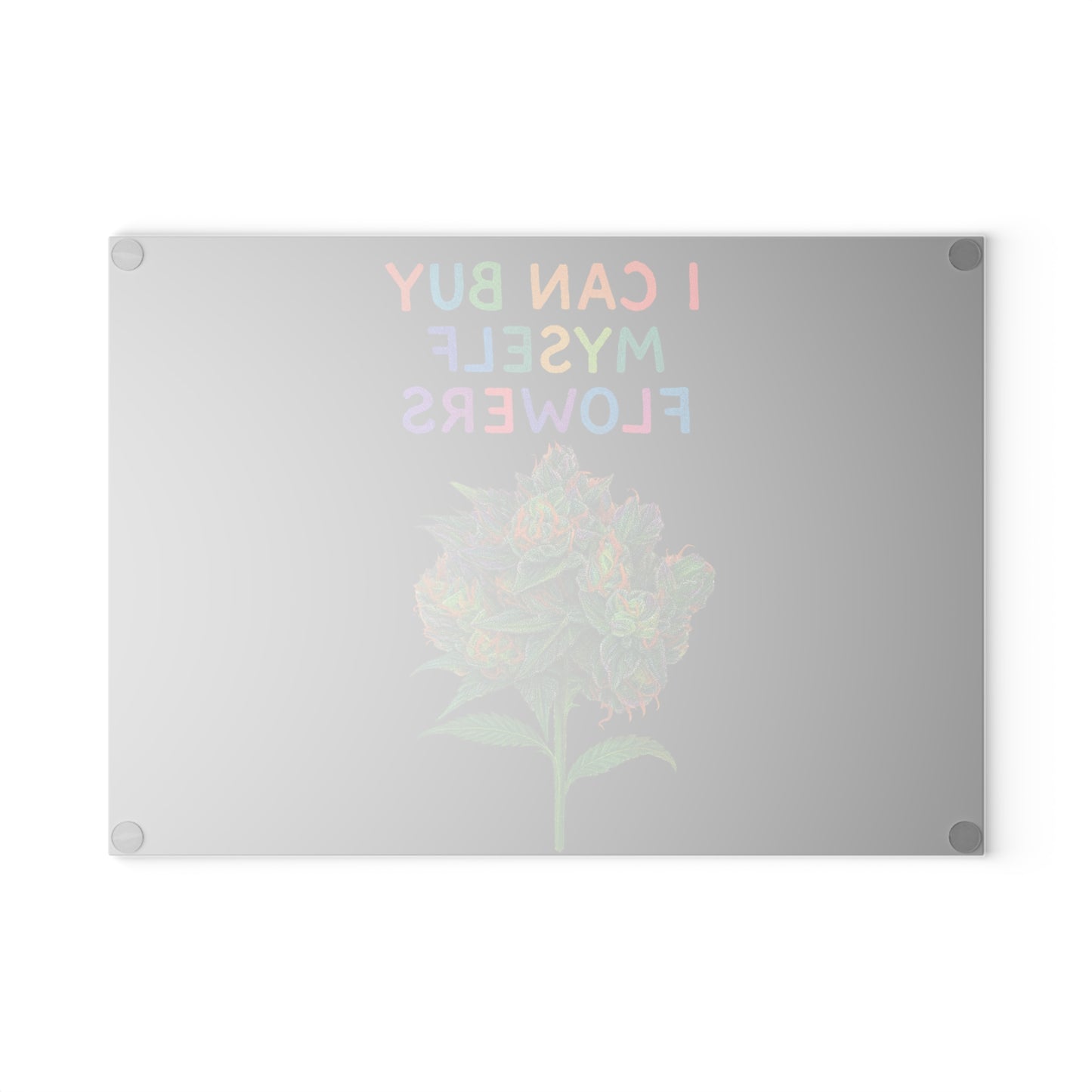 Glass Cutting Board — "I Can Buy Myself Flowers" Colorful Floral Kitchen Board