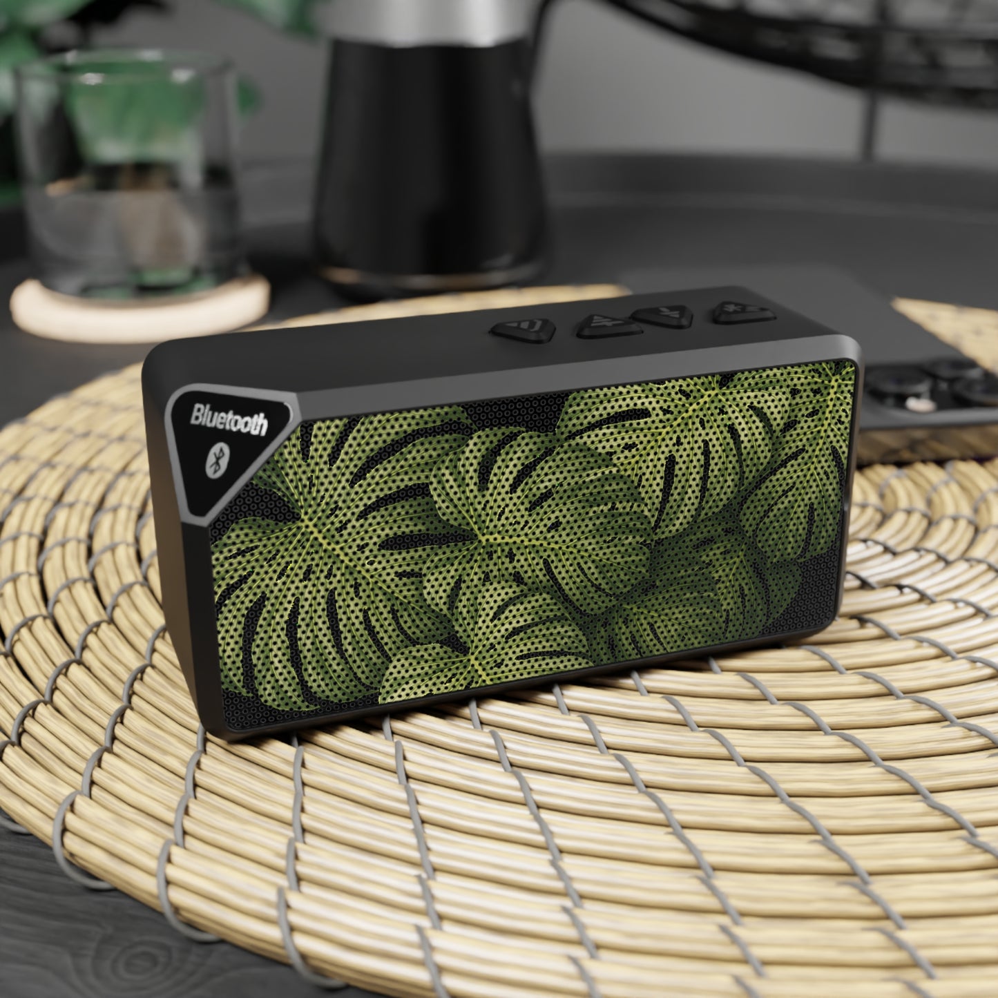 Bluetooth Speaker — Tropical Monstera Grill Design