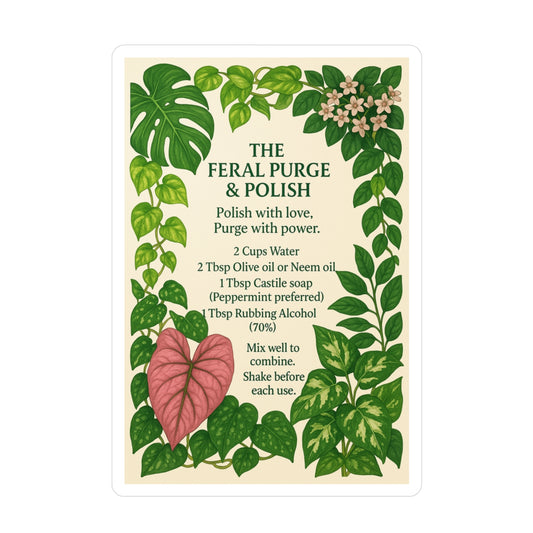 Plant Care Sticker — "The Feral Purge & Polish" Kiss-Cut Vinyl Decal