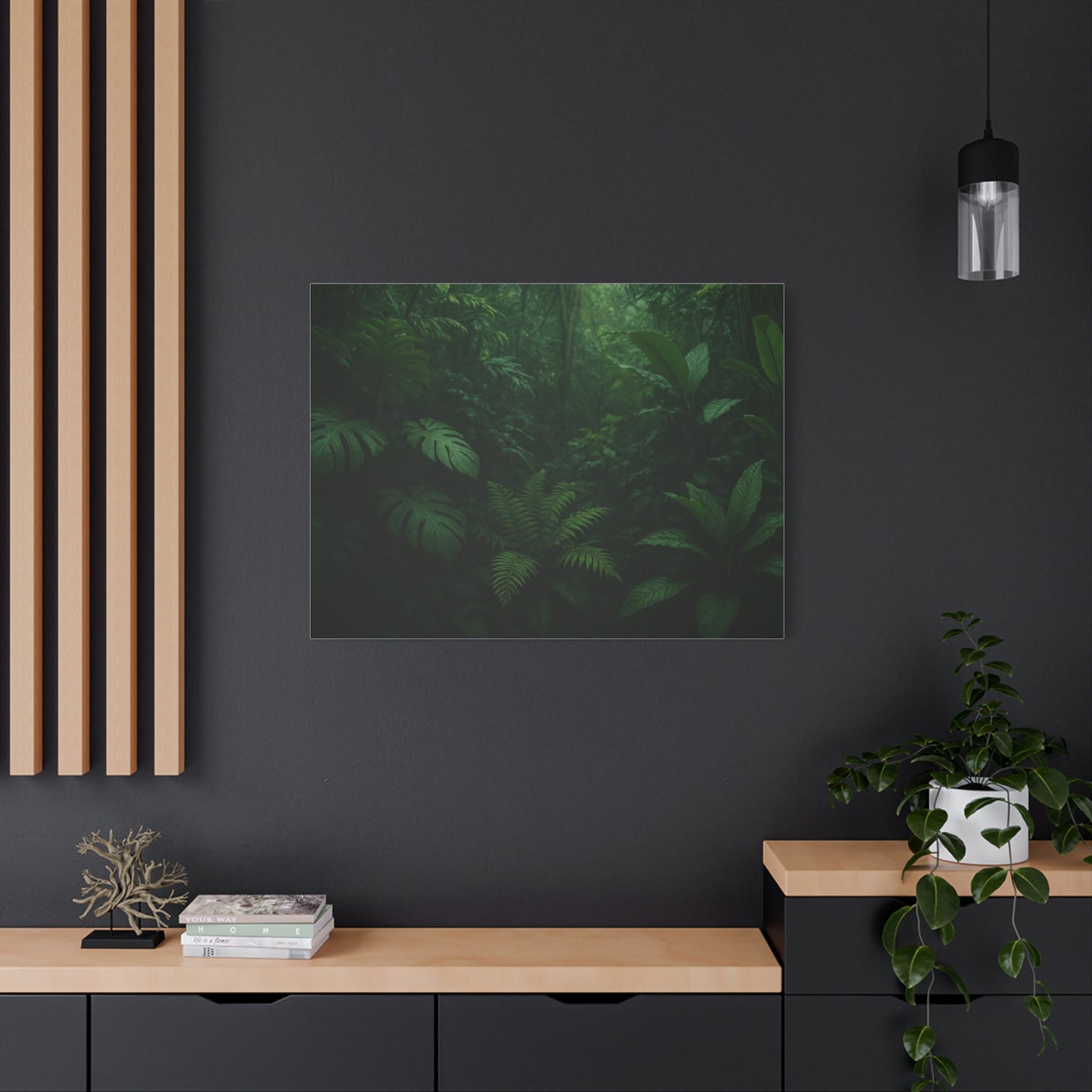 Jungle Matte Canvas Wall Art — Lush Green Tropical Forest Print (Stretched 1.25")