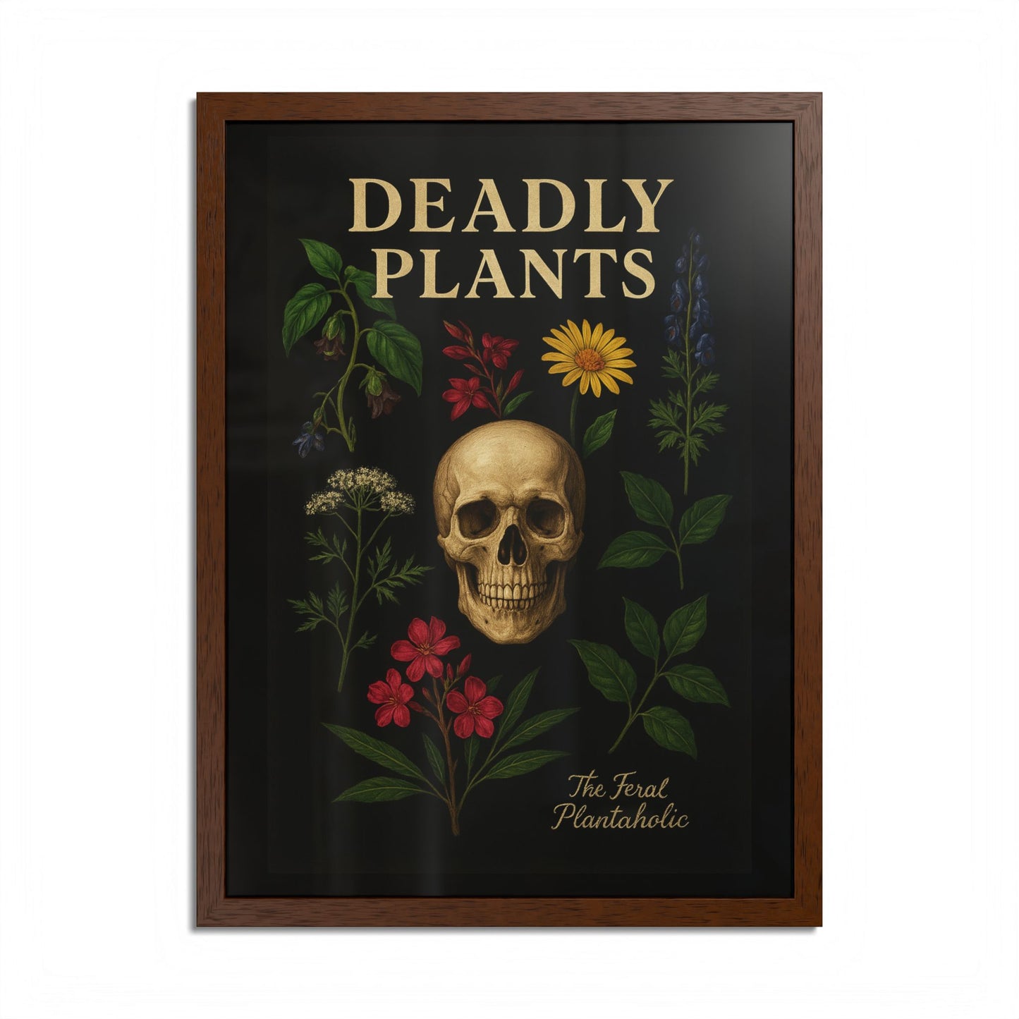 Deadly Plants Botanical Skull Framed Poster — Vintage Poisonous Plant Art
