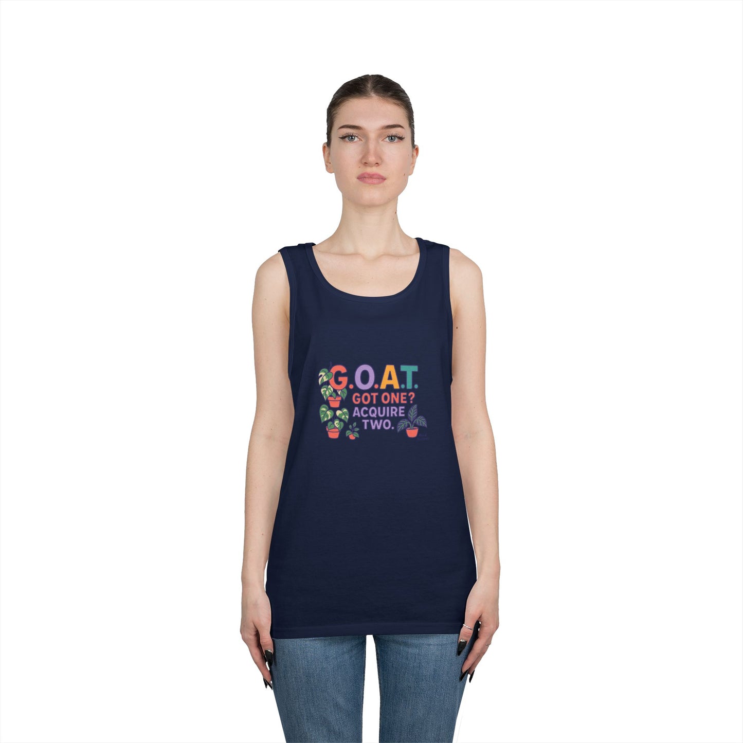 GOAT Tank Top - Unisex Heavy Cotton, Fun Graphic, Perfect for Summer, Casual Wear, Gift for Plant Lovers, St. Patrick's Day, Housewarming