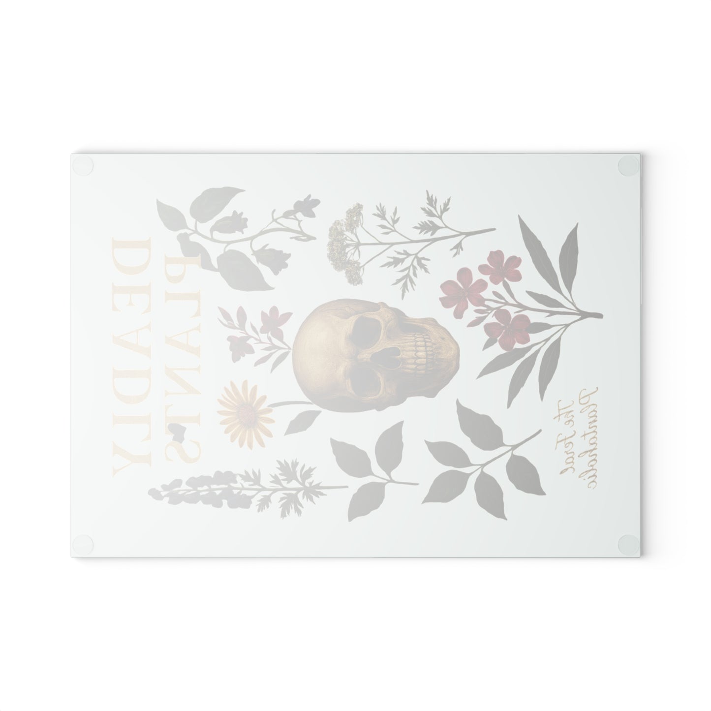Glass Cutting Board — 'Deadly Plants' Floral Skull Decorative Kitchen Cutting Board