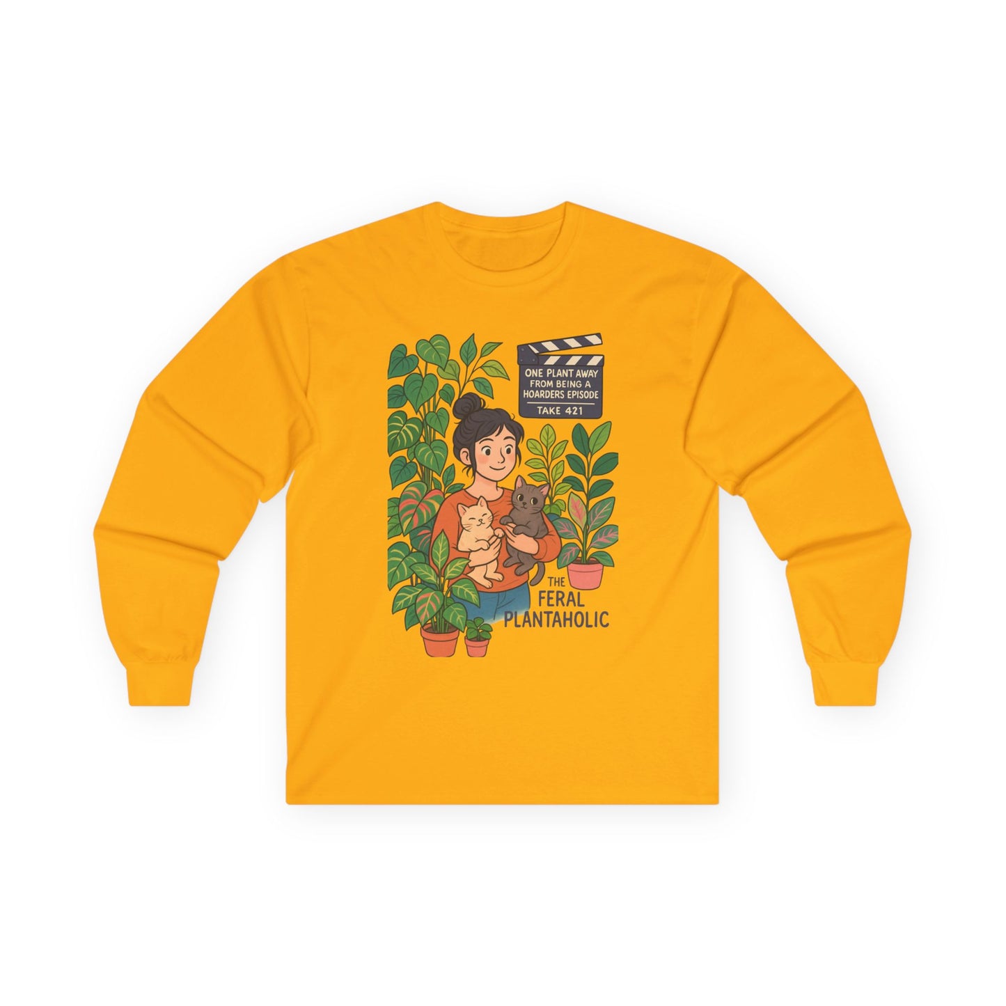Feral Plantaholic Long Sleeve Tee, Unisex Plant Lover Shirt, Gardening Gift, Eco-Friendly Apparel, Casual Wear, Nature Inspired Fashion