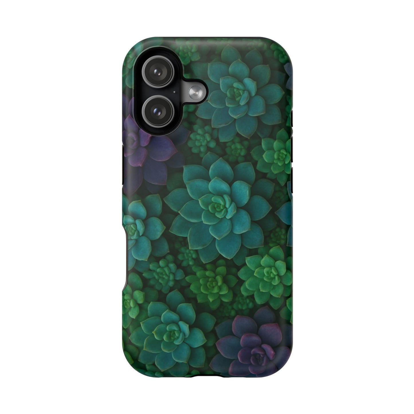 Succulent Pattern Impact-Resistant Phone Case — Green Teal Floral Protection