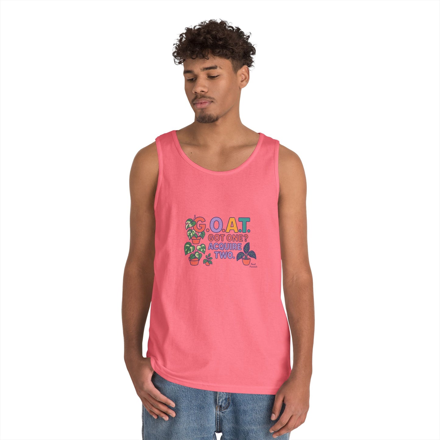GOAT Tank Top - Unisex Heavy Cotton, Fun Graphic, Perfect for Summer, Casual Wear, Gift for Plant Lovers, St. Patrick's Day, Housewarming