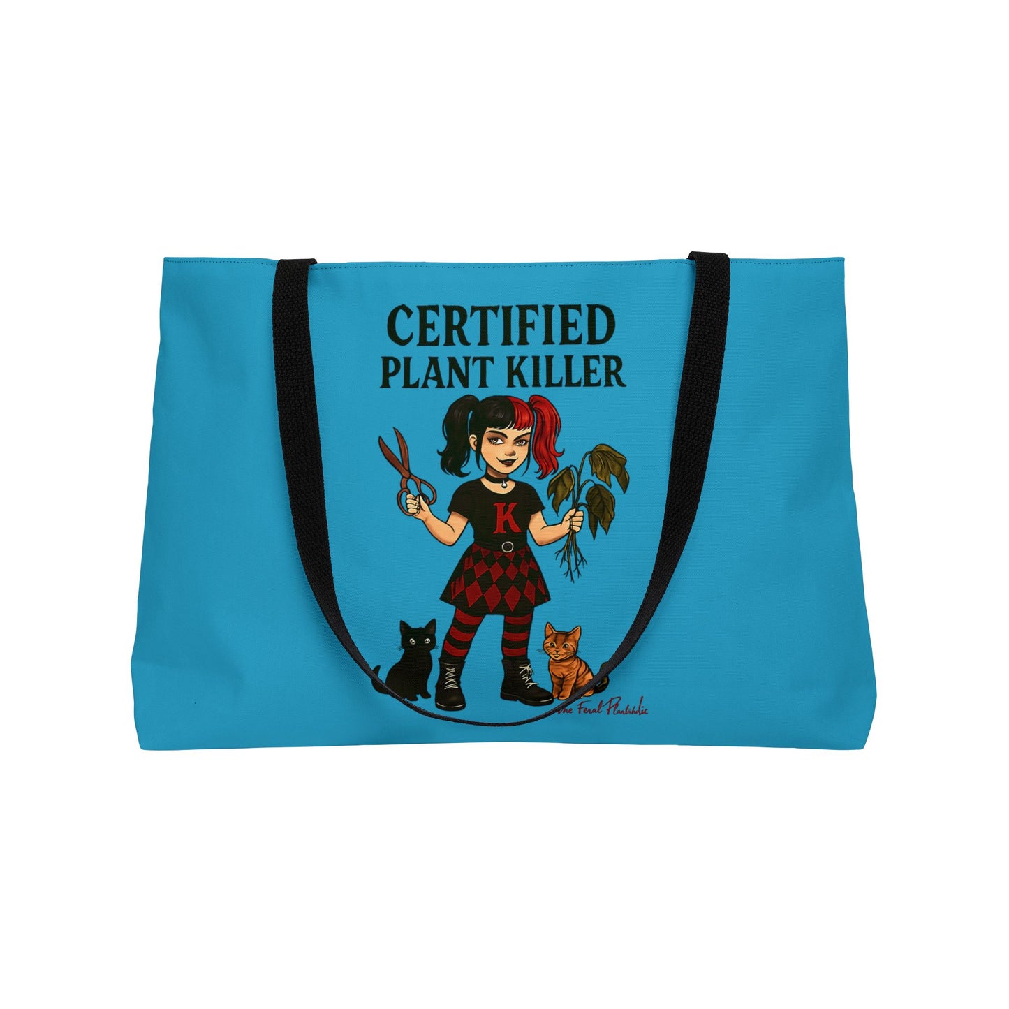 Certified Plant Killer Weekender Tote Bag, Eco-Friendly Bag, Gardening Gift, Cat Lover Tote, Plant Mom Accessory, Funny Gift for Her