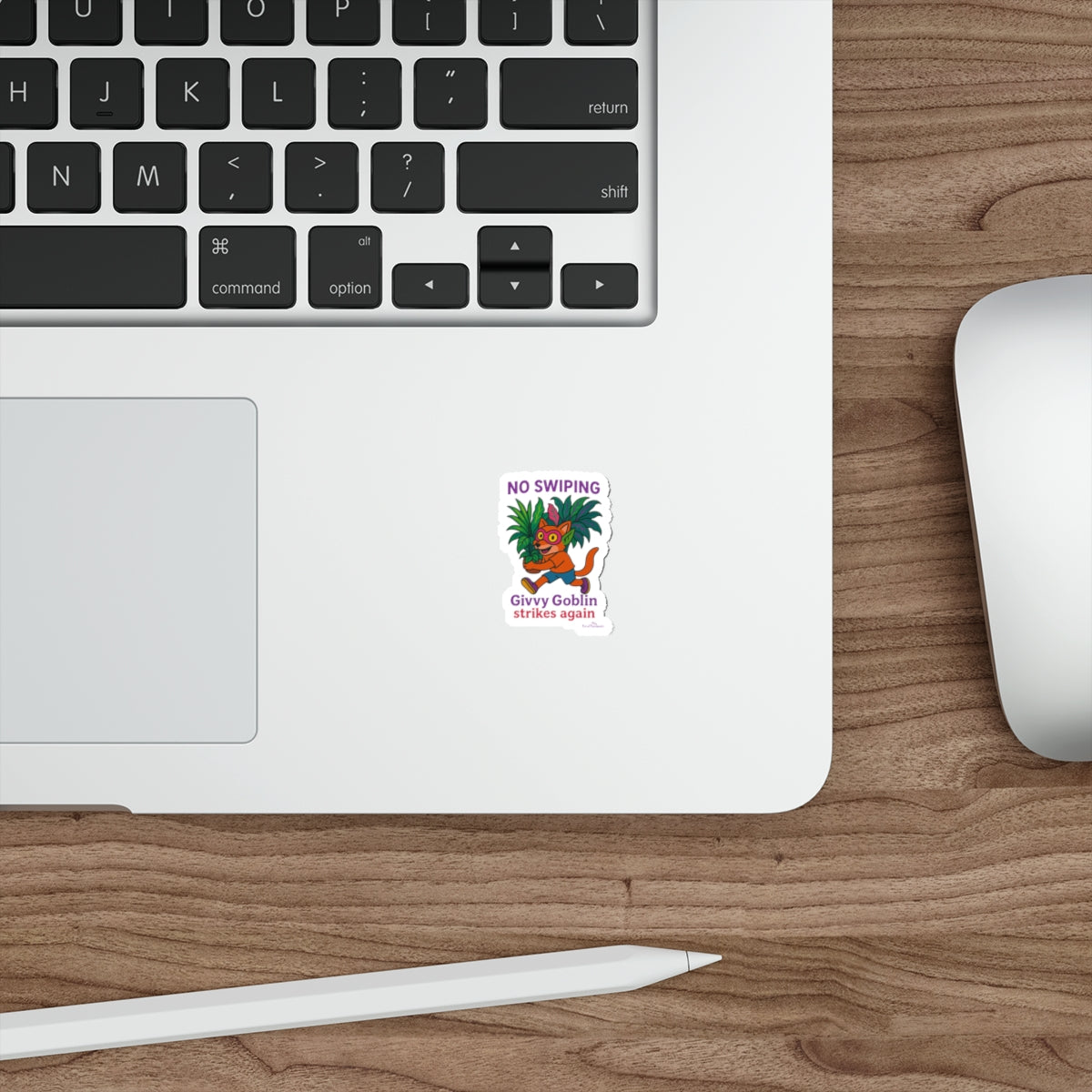 Playful Die-Cut Stickers - "No Swiping!" with Givvy Goblin Design