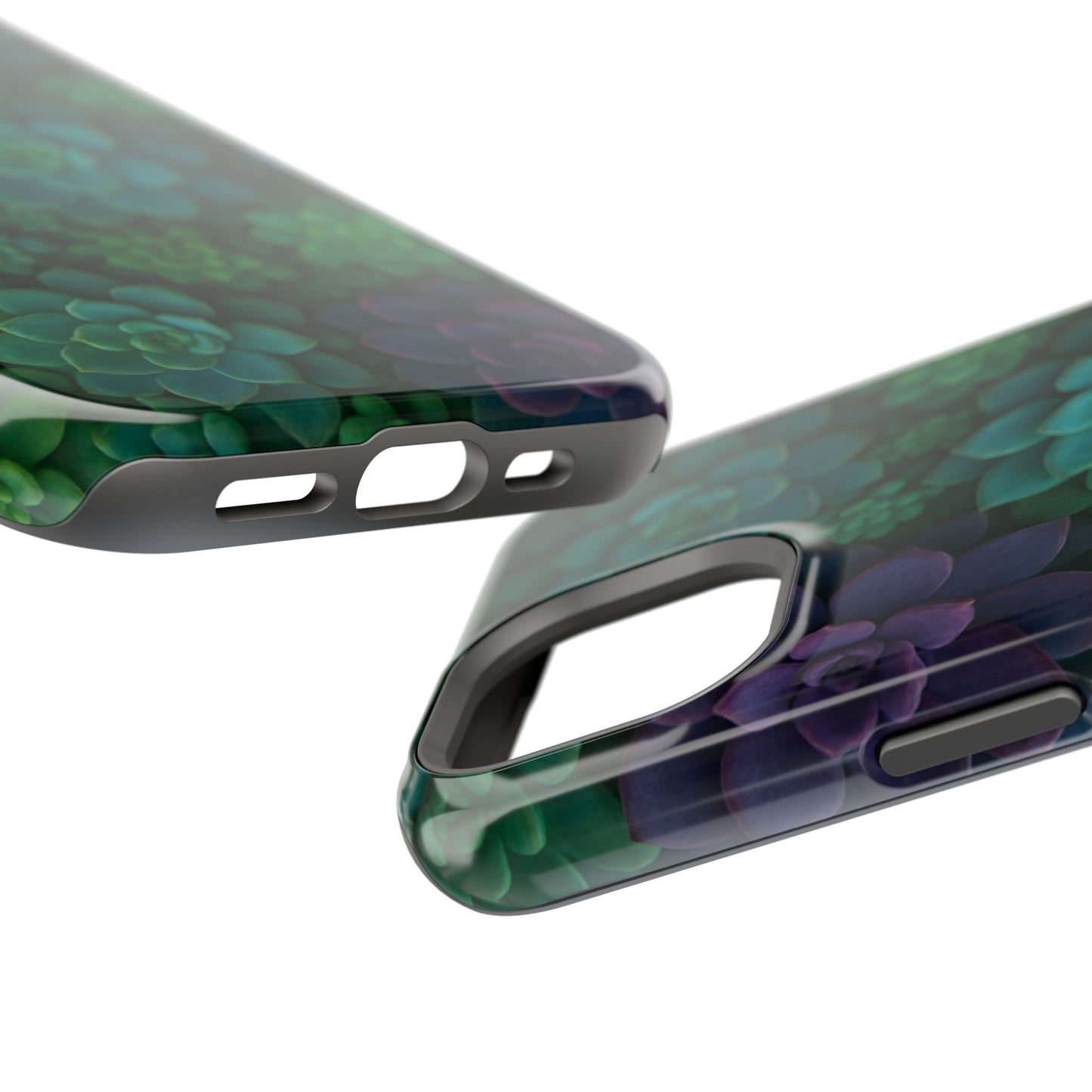 Succulent Pattern Impact-Resistant Phone Case — Green Teal Floral Protection