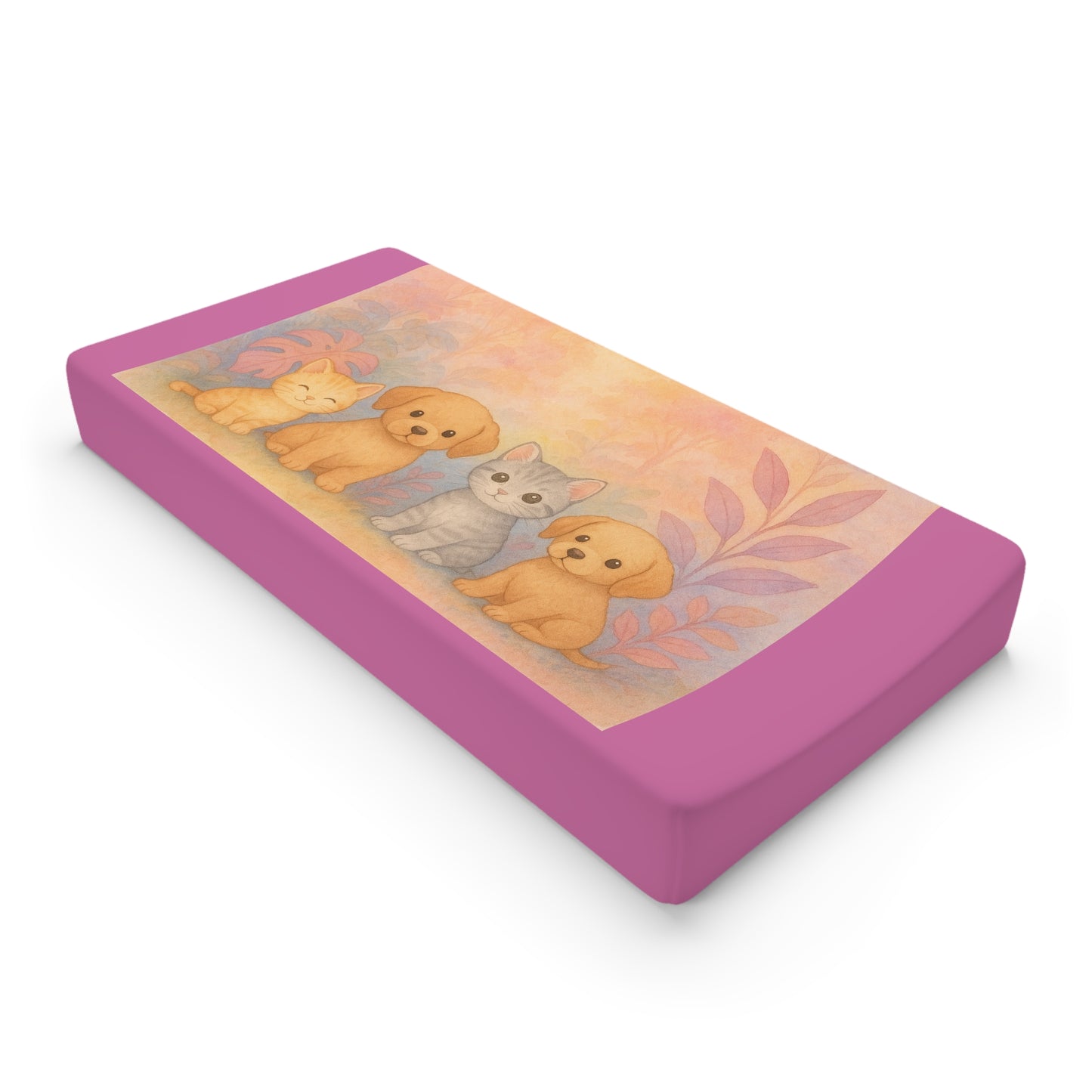 Baby Changing Pad Cover — Cute Pastel Puppies & Kitten Nursery Pad