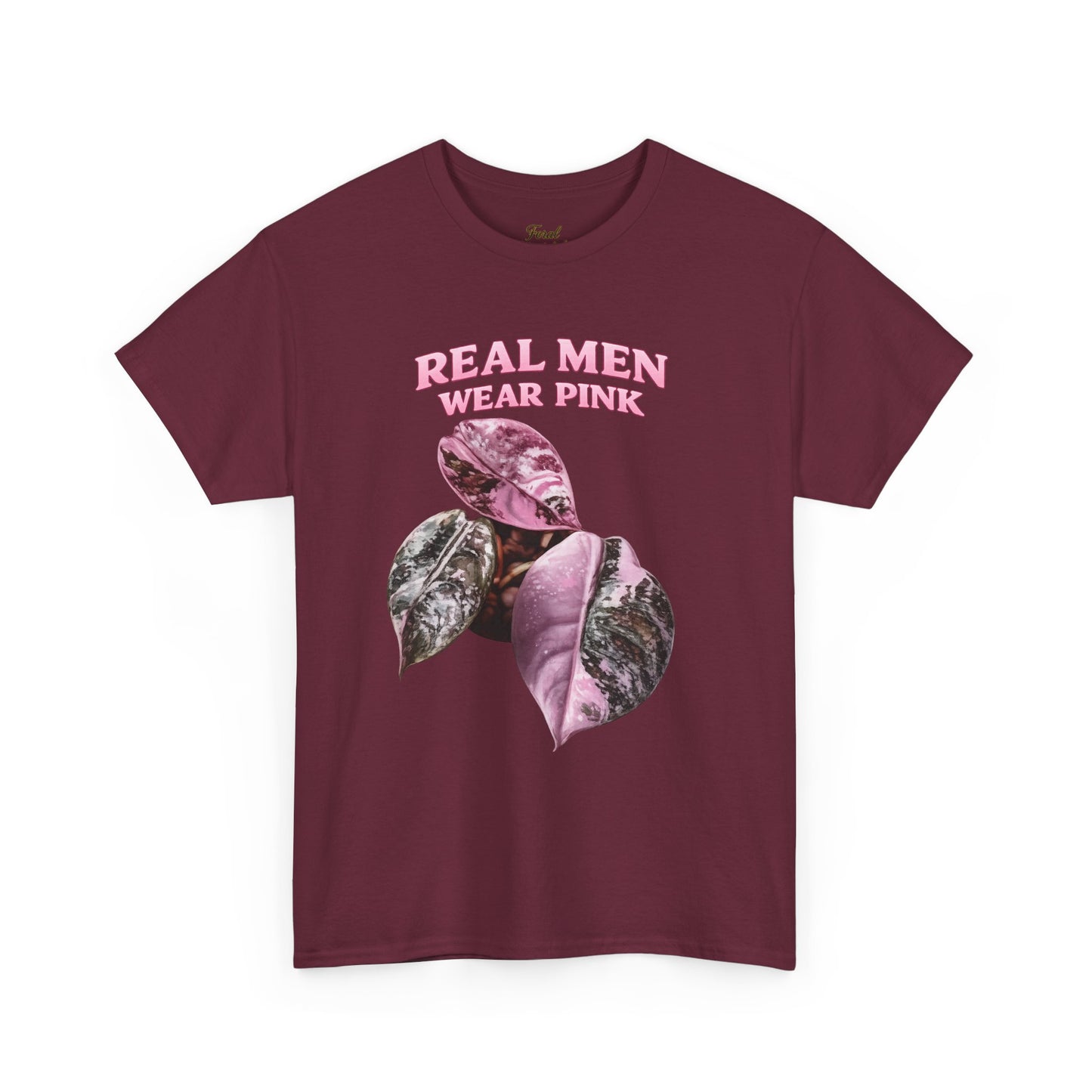 Real Men Wear Pink T-Shirt – Vintage Pink Leaf Graphic Tee