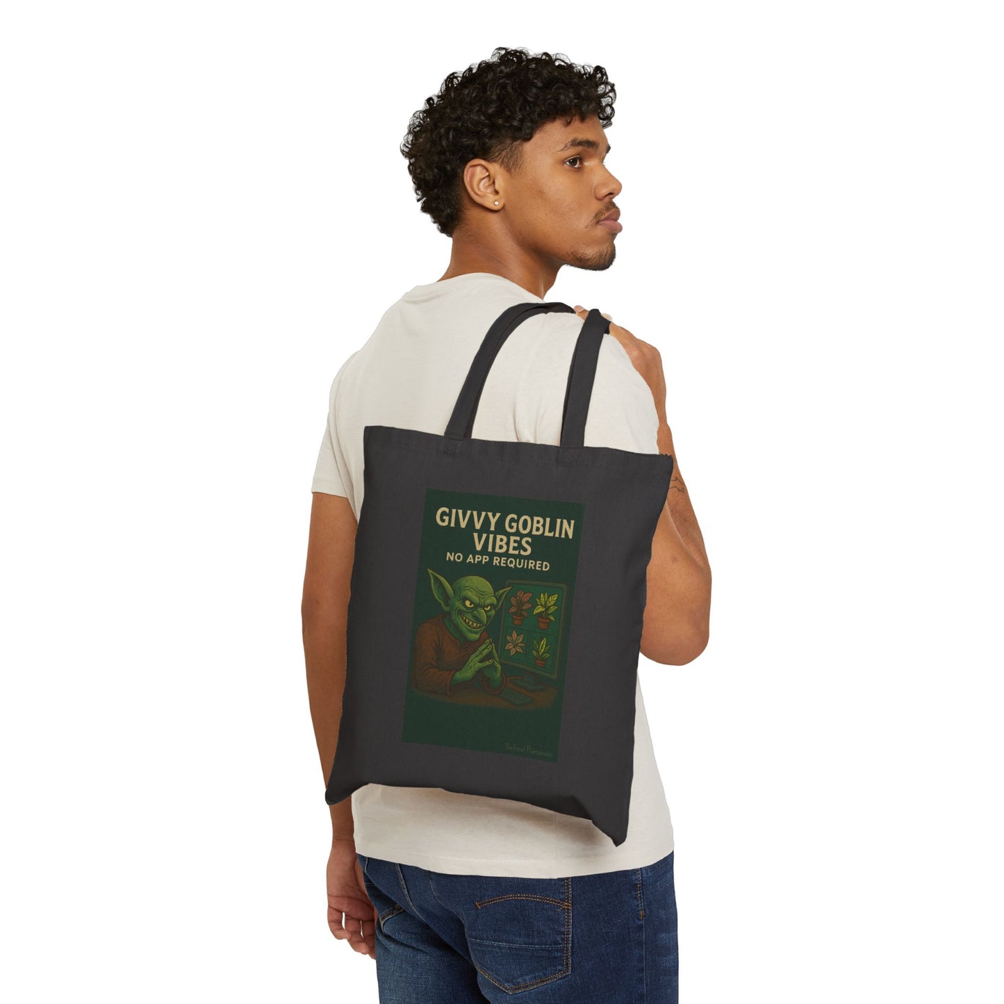 Givvy Goblin Vibes Tote Bag - Eco-Friendly Reusable Shopping Bag, Cute Gift, Halloween Decor, Witchy Tote, Goblin Lover's Must-Have