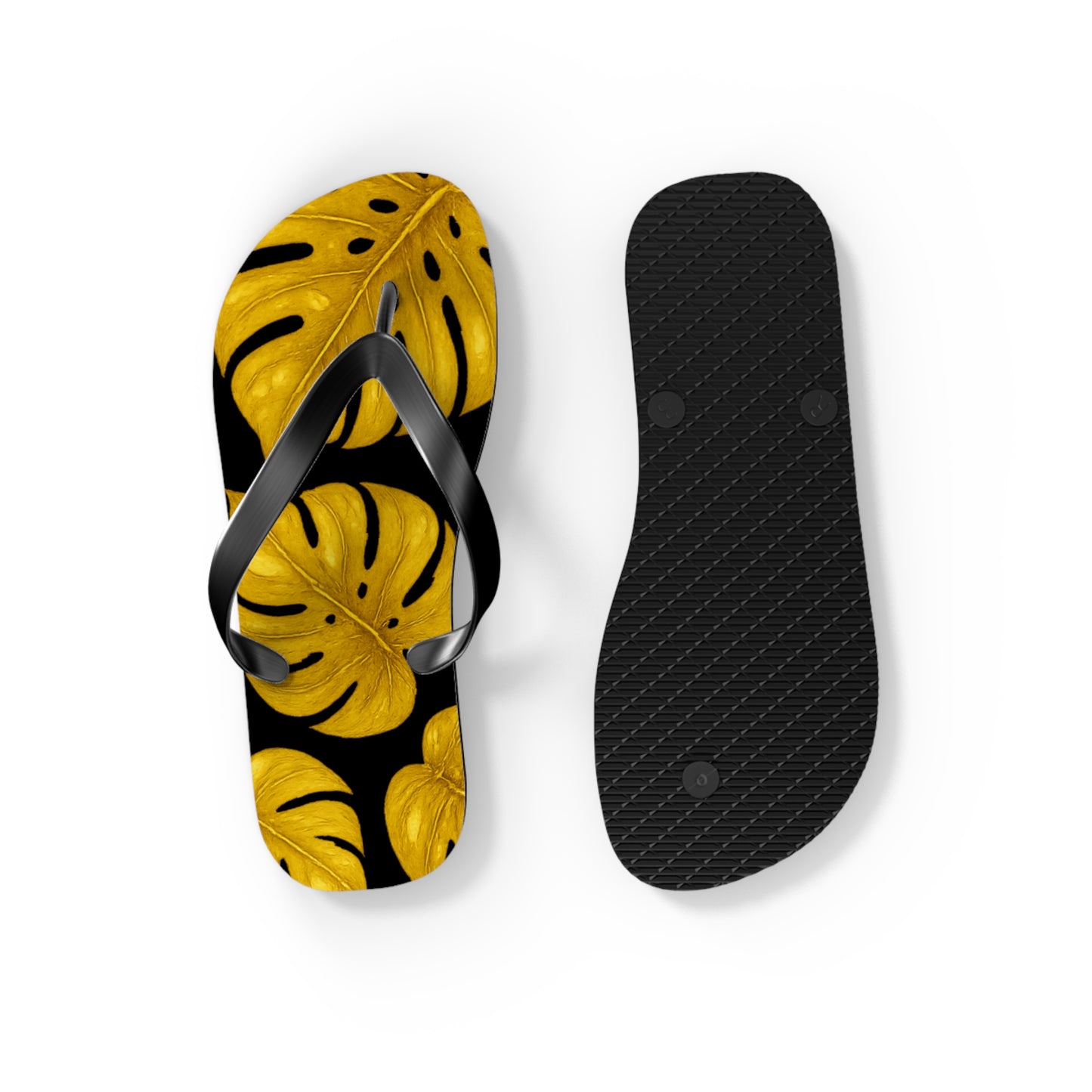 Tropical Flip Flops with Monstera Leaves, Summer Footwear, Beach Sandals, Vacation Essentials, Stylish Poolside Slippers