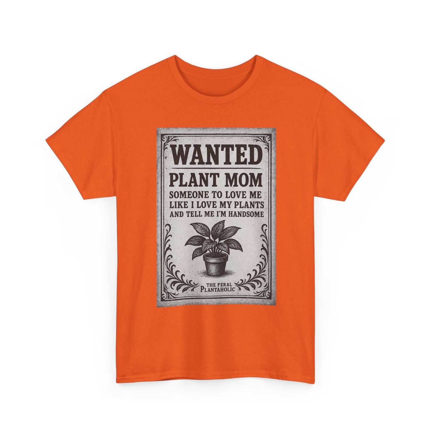 Wanted Plant Mom Unisex Heavy Cotton Tee, Plant Lover Gift, Gardening Shirt, Botanical Humor Tee, Houseplant Mom Apparel