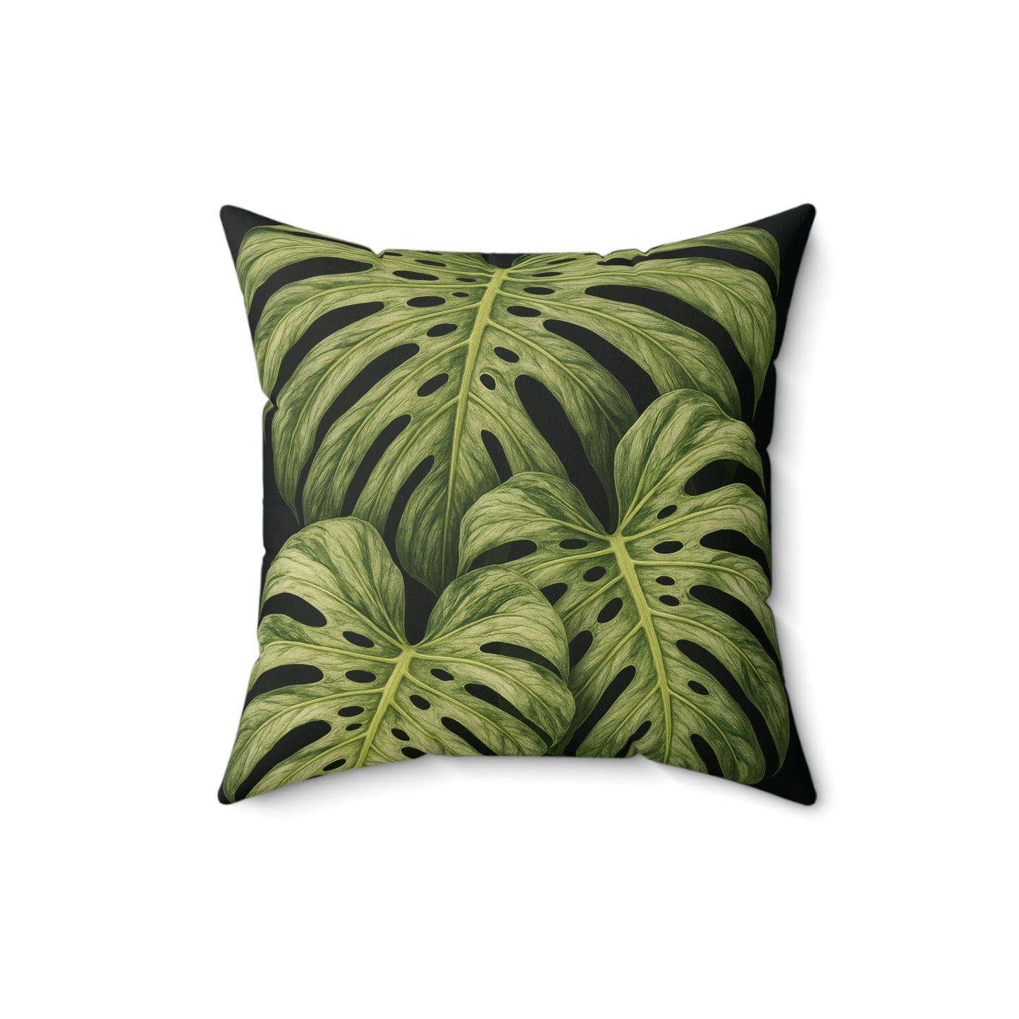 Monstera Leaf Throw Pillow – Tropical Green Decorative Pillow