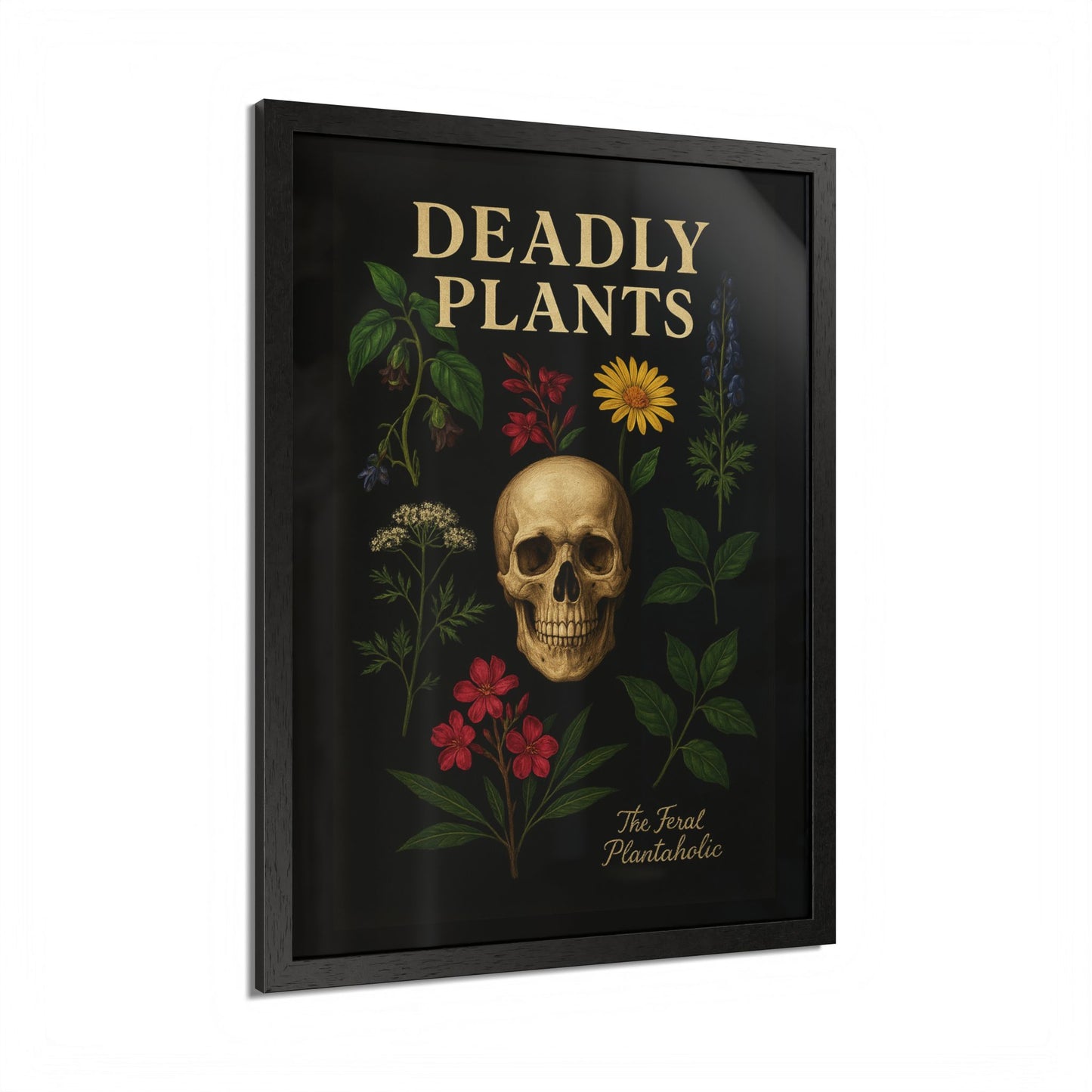 Deadly Plants Botanical Skull Framed Poster — Vintage Poisonous Plant Art