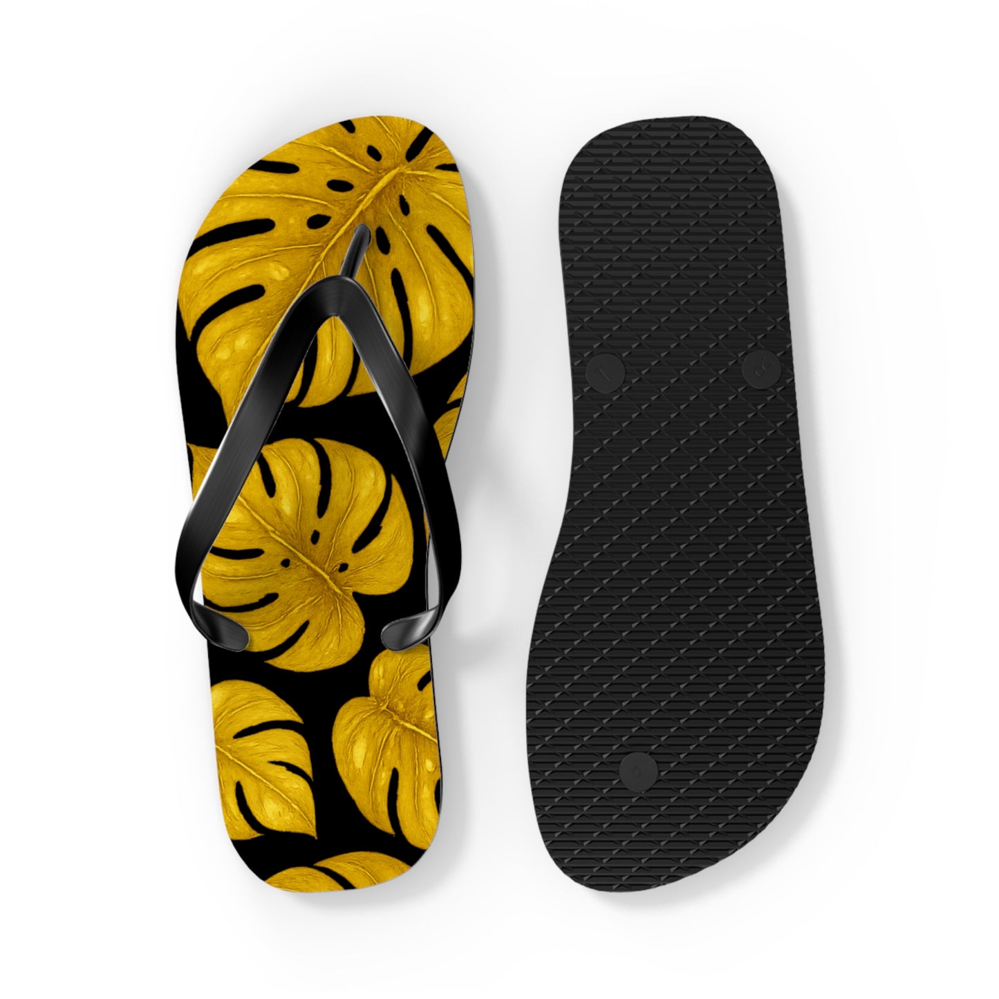 Tropical Flip Flops with Monstera Leaves, Summer Footwear, Beach Sandals, Vacation Essentials, Stylish Poolside Slippers