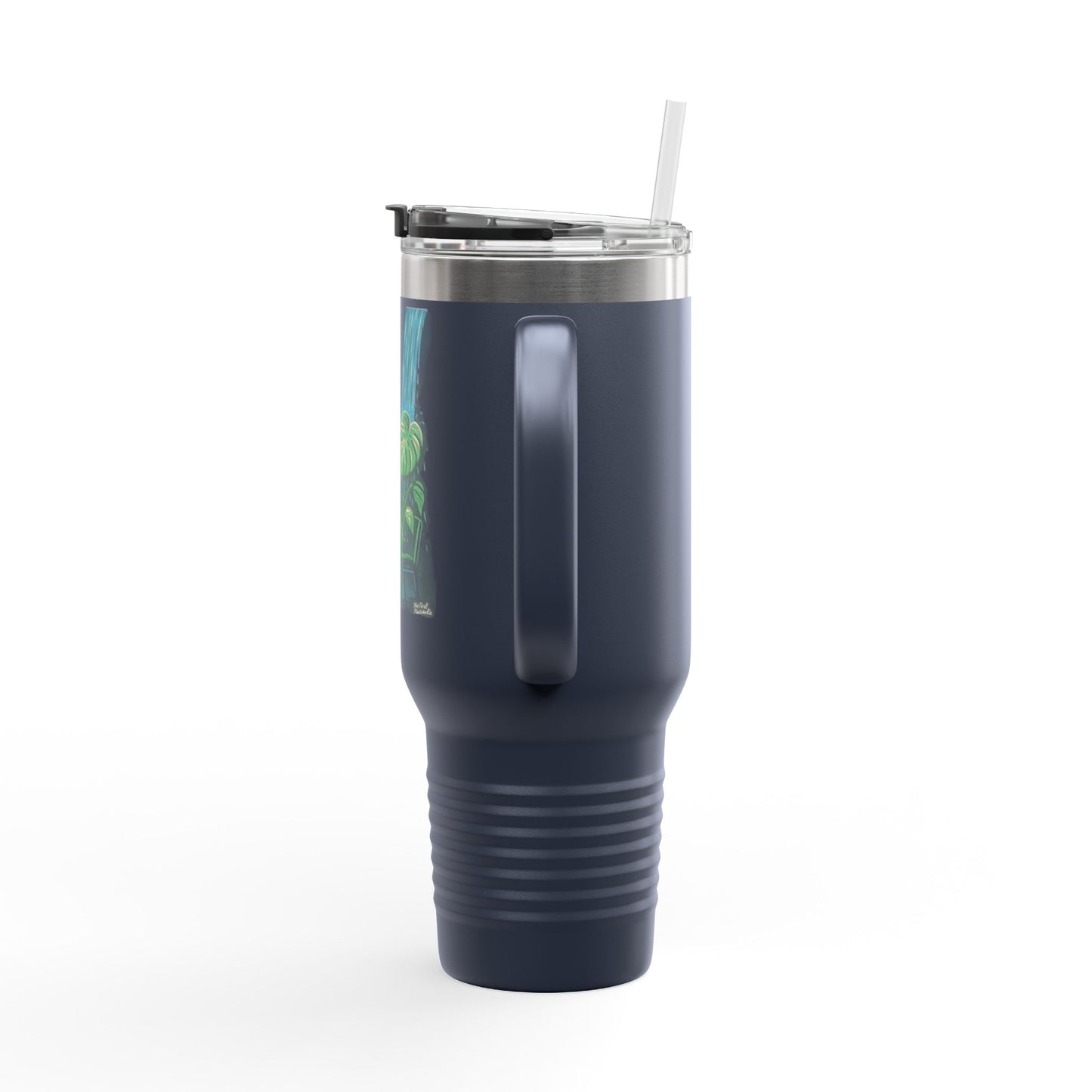 40oz Insulated Travel Mug — Tropical Waterfall 'Wet Ass Plants Design