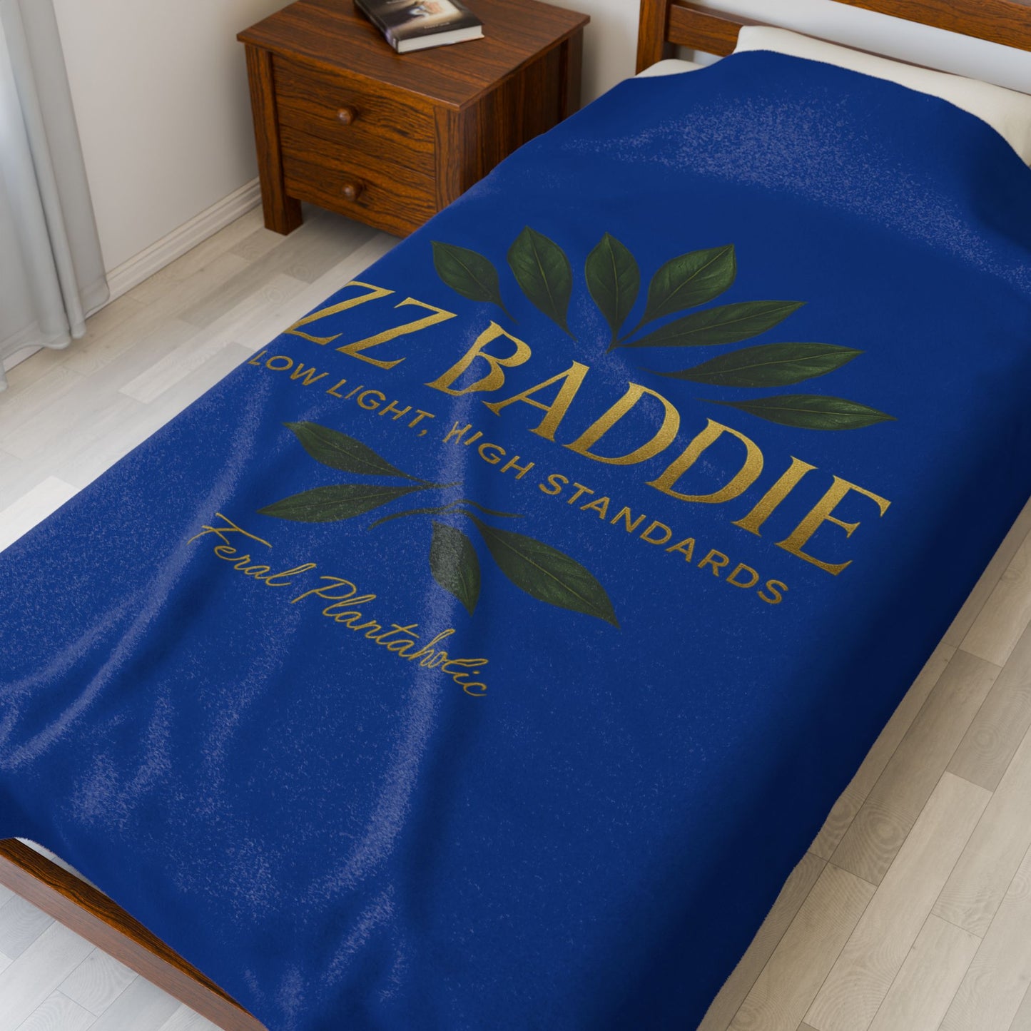 Cozy Velveteen Plush Blanket for Plant Lovers - ZZ Baddie Design, Perfect Gift for Home Decor, Housewarming, and Cozy Nights