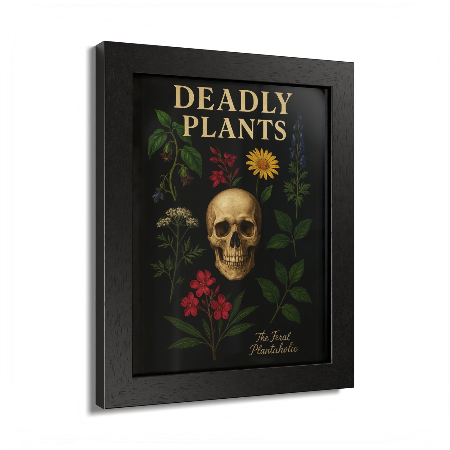 Deadly Plants Botanical Skull Framed Poster — Vintage Poisonous Plant Art