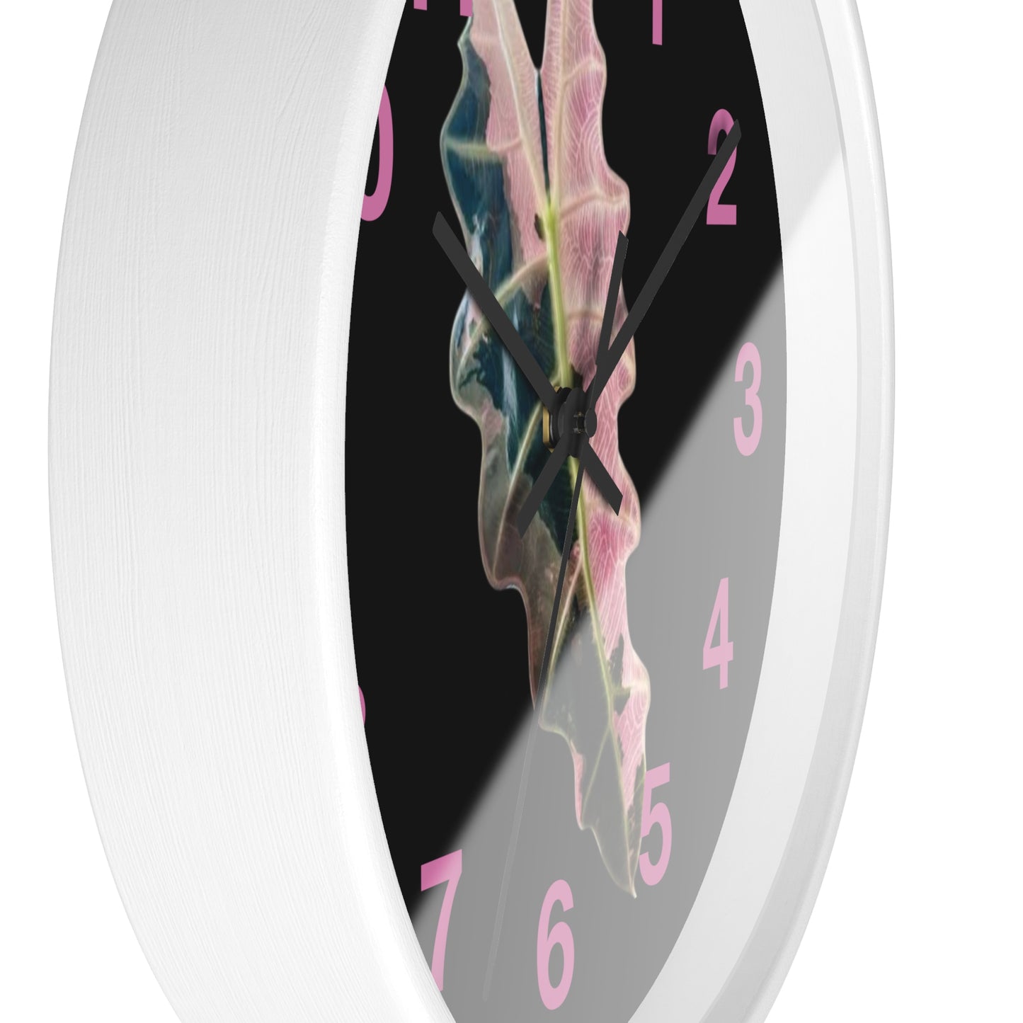 Pink Variegated Leaf Wall Clock — Botanical Nature Decor