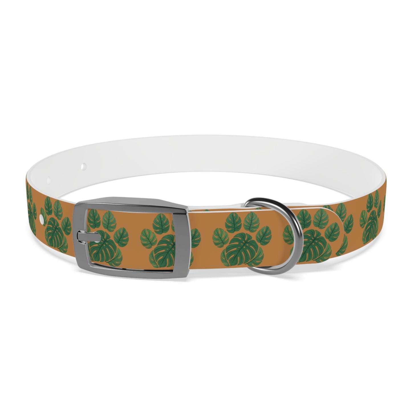 Monstera Leaf Dog Collar — Tropical Green Plant Pattern Pet Collar