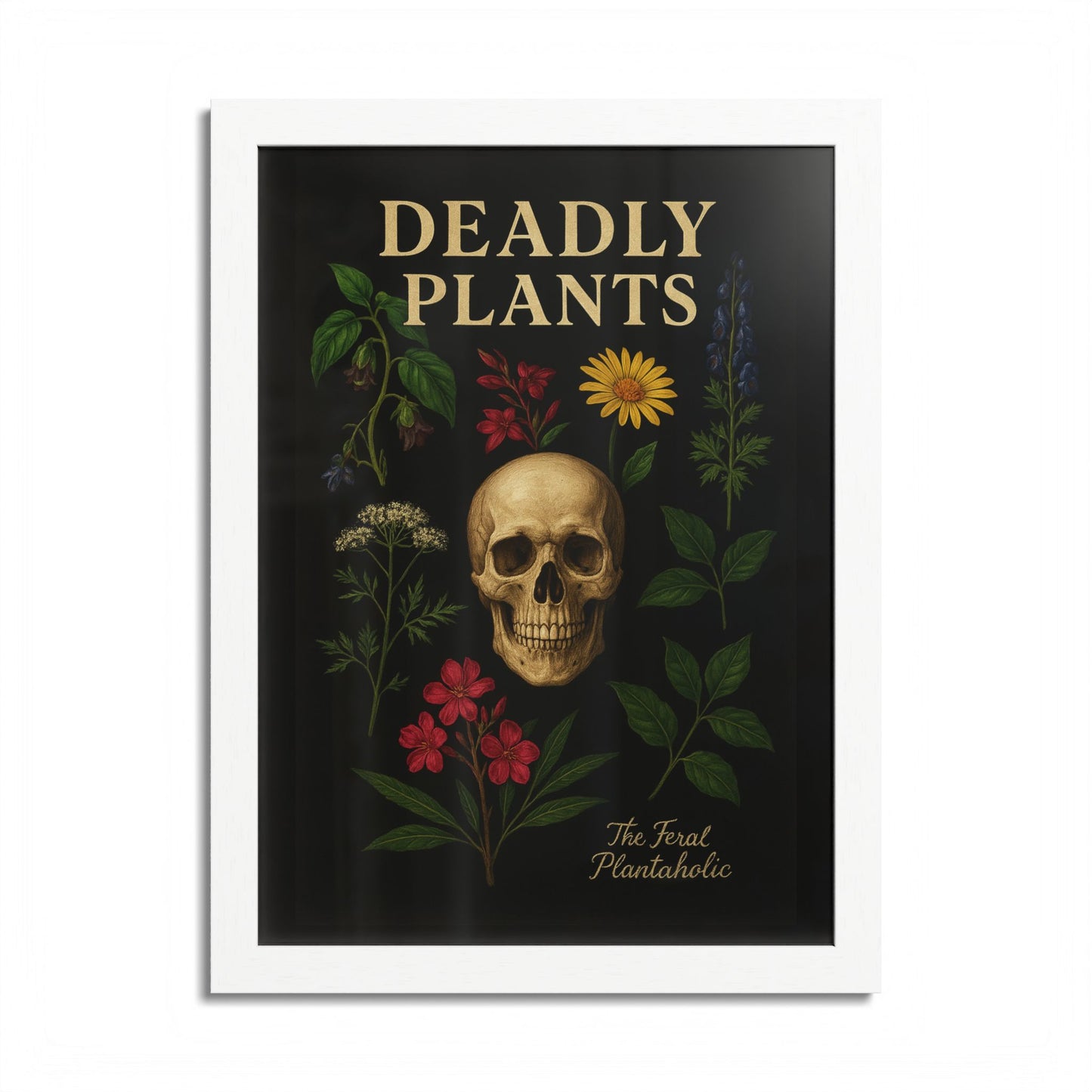 Deadly Plants Botanical Skull Framed Poster — Vintage Poisonous Plant Art