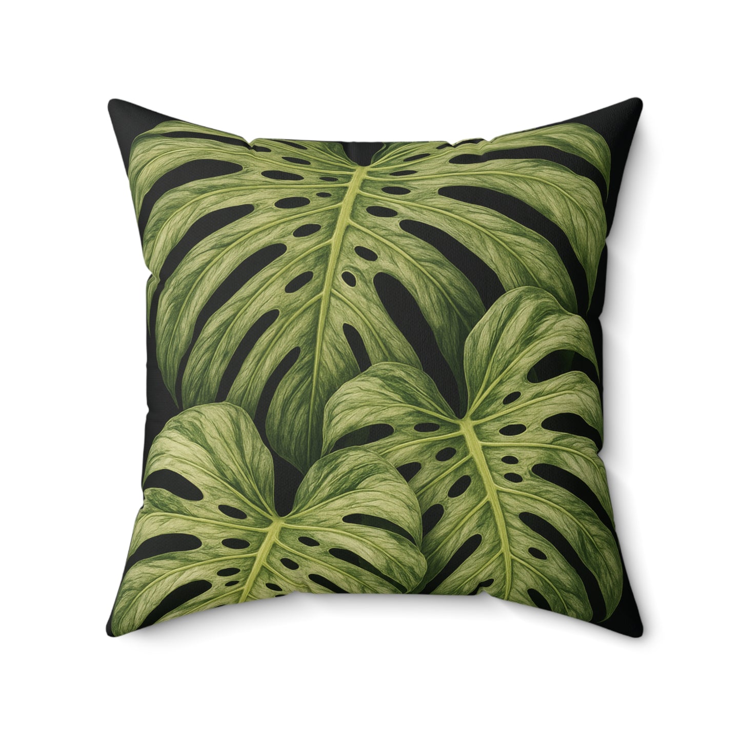 Monstera Leaf Throw Pillow – Tropical Green Decorative Pillow
